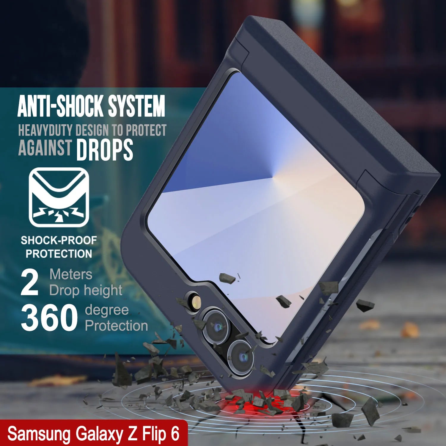 Galaxy Z Flip6 Card Holder Case [Crystal CardSlot Series] [Slim Fit] [Navy Blue]