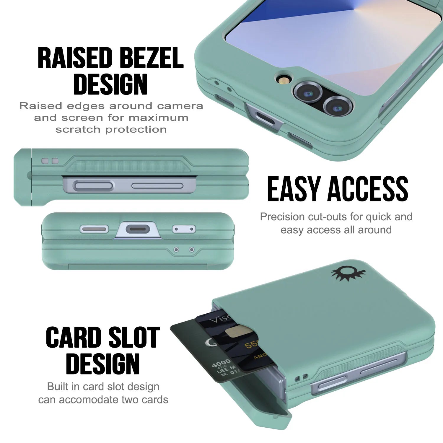 Galaxy Z Flip6 Card Holder Case [Crystal CardSlot Series] [Slim Fit] [Teal]