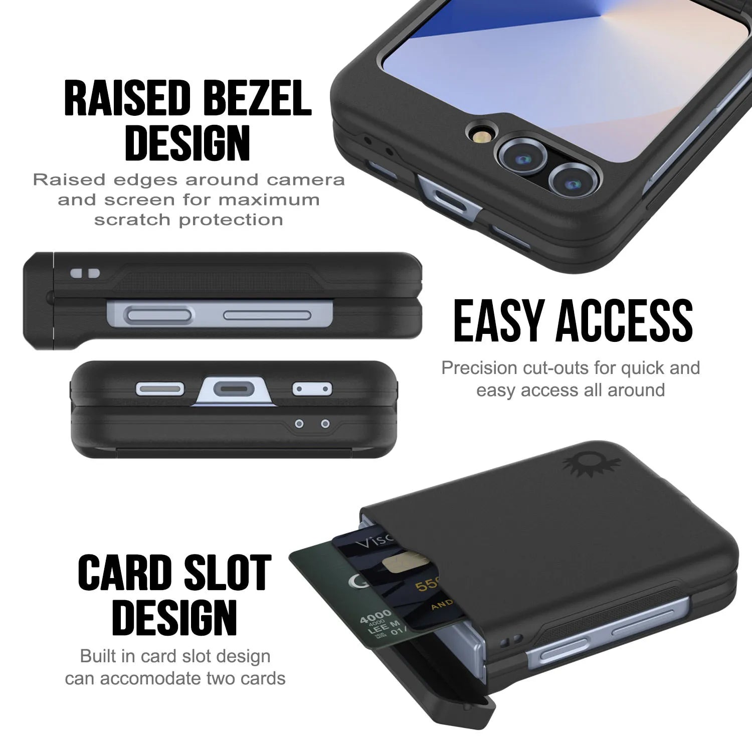Galaxy Z Flip6 Card Holder Case [Crystal CardSlot Series] [Slim Fit] [Black]