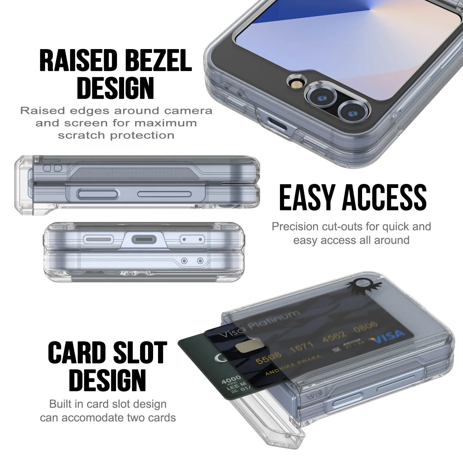 Galaxy Z Flip6 Card Holder Case [Crystal CardSlot Series] [Slim Fit] [Clear]