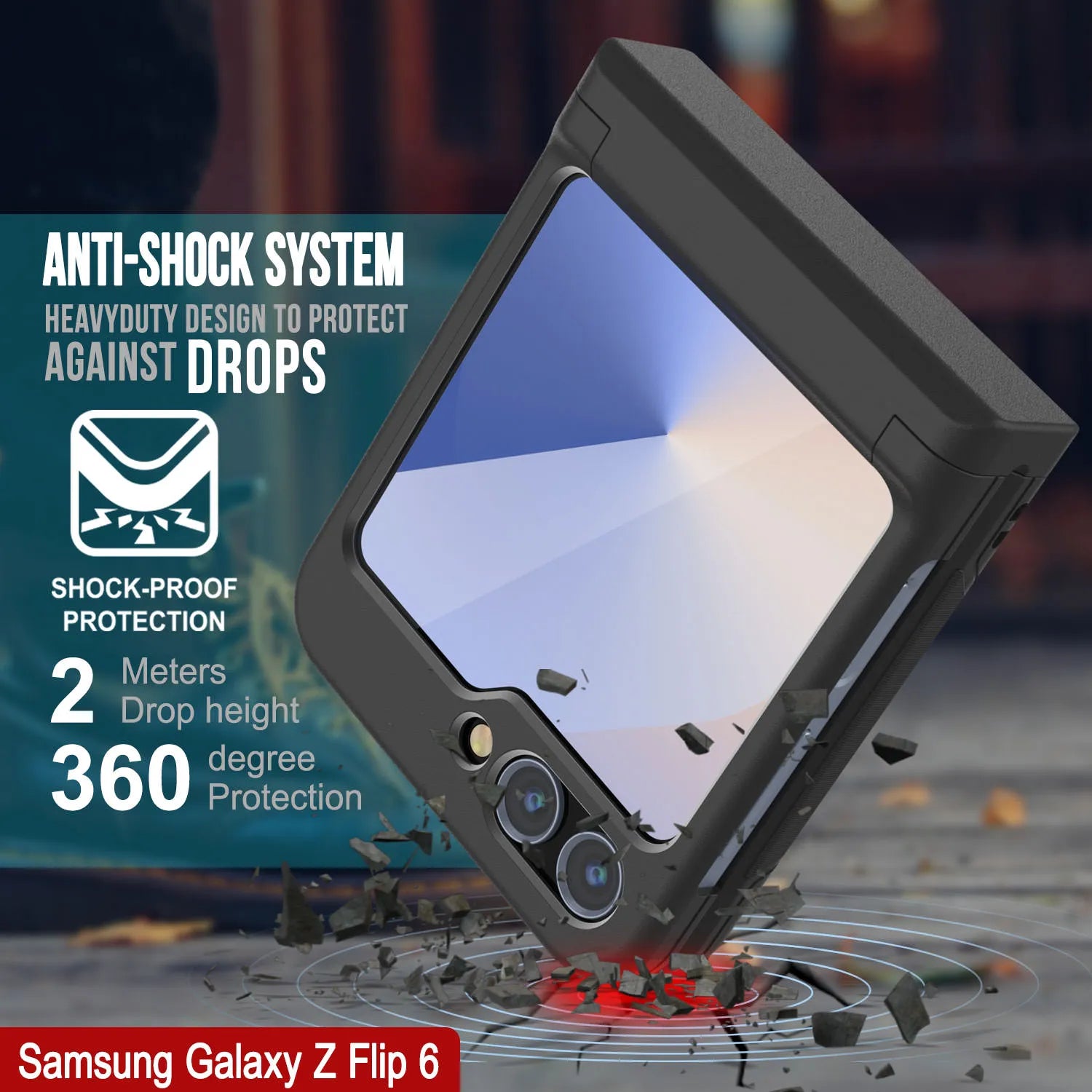 Galaxy Z Flip6 Card Holder Case [Crystal CardSlot Series] [Slim Fit] [Black]