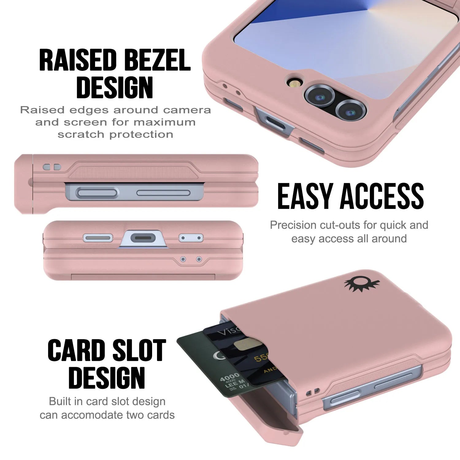 Galaxy Z Flip6 Card Holder Case [Crystal CardSlot Series] [Slim Fit] [Pink]
