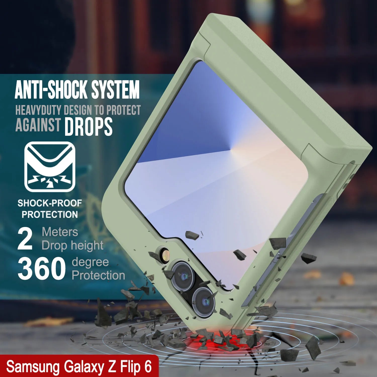 Galaxy Z Flip6 Card Holder Case [Crystal CardSlot Series] [Slim Fit] [Light Green]