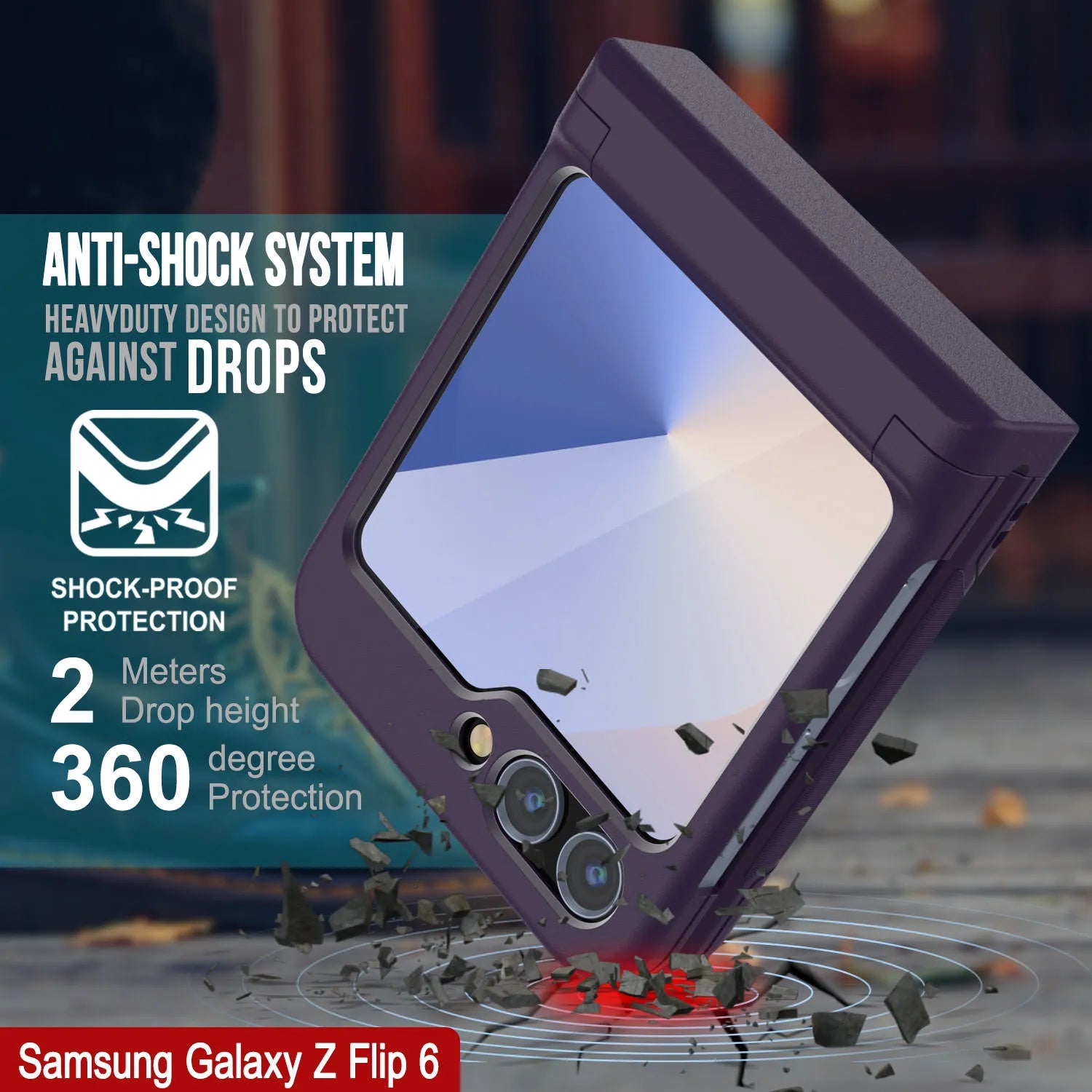 Galaxy Z Flip6 Card Holder Case [Crystal CardSlot Series] [Slim Fit] [Purple]