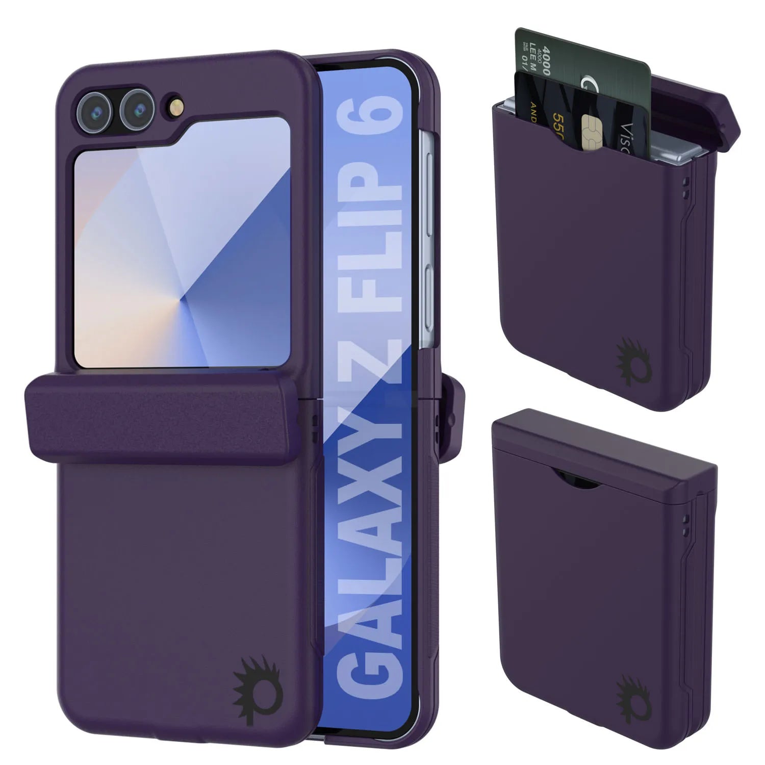Galaxy Z Flip6 Card Holder Case [Crystal CardSlot Series] [Slim Fit] [Purple]