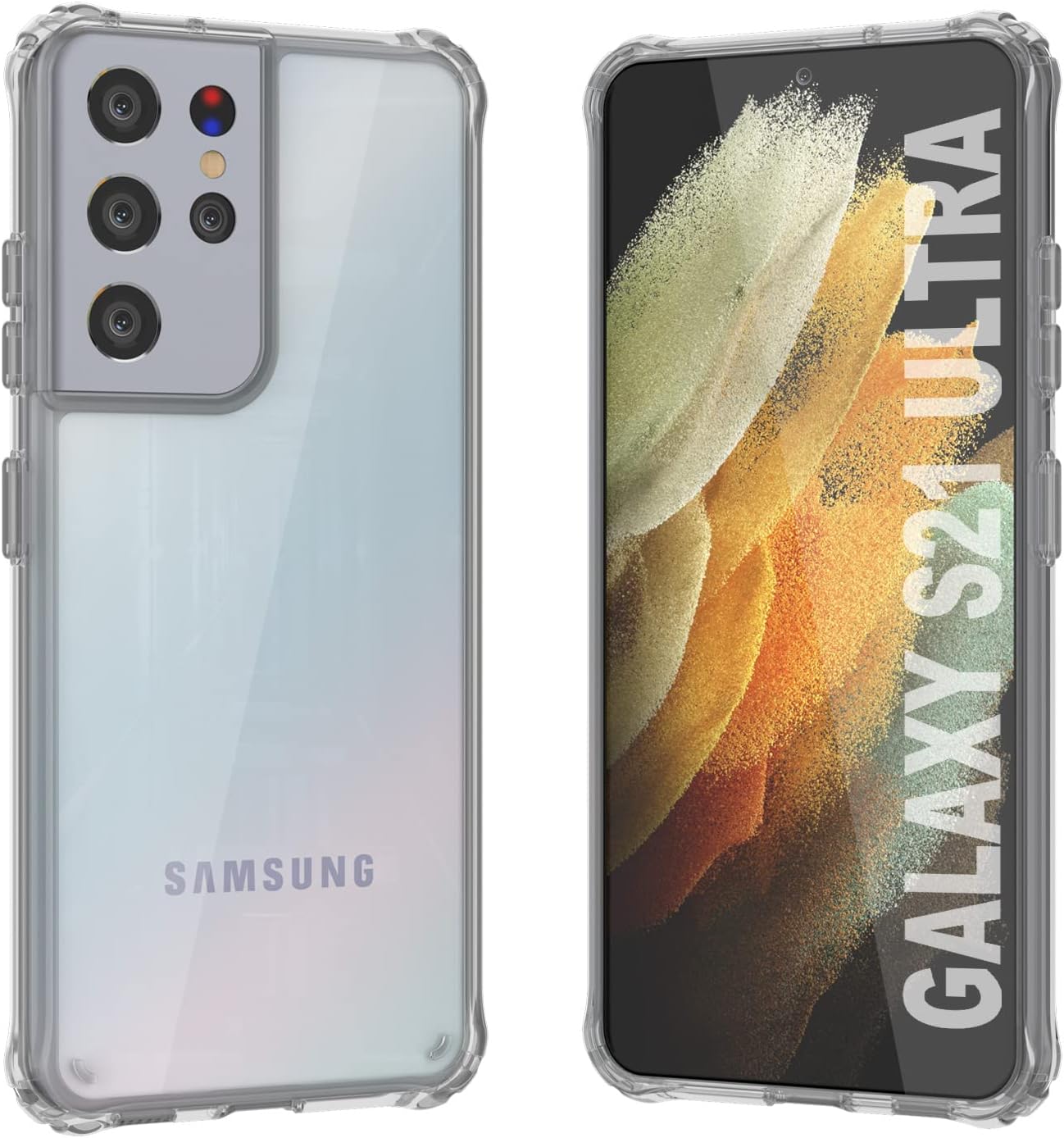 PunkCase Galaxy S21 Ultra Case [Air Hybrid II Series] Clear Protective Hard Shell