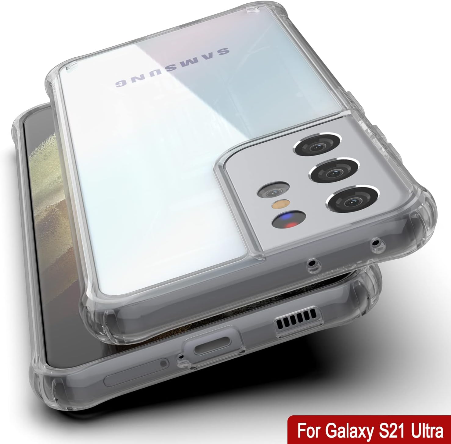 PunkCase Galaxy S21 Ultra Case [Air Hybrid II Series] Clear Protective Hard Shell