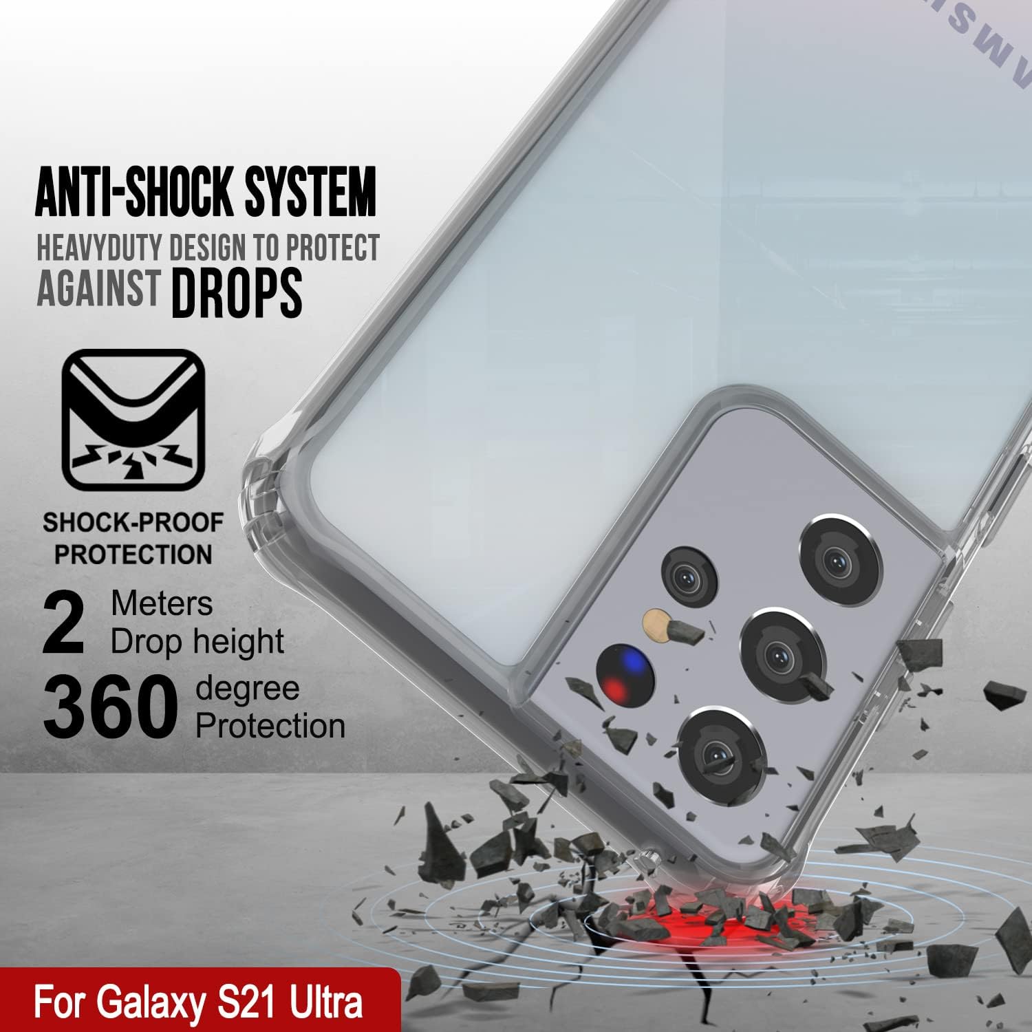 PunkCase Galaxy S21 Ultra Case [Air Hybrid II Series] Clear Protective Hard Shell