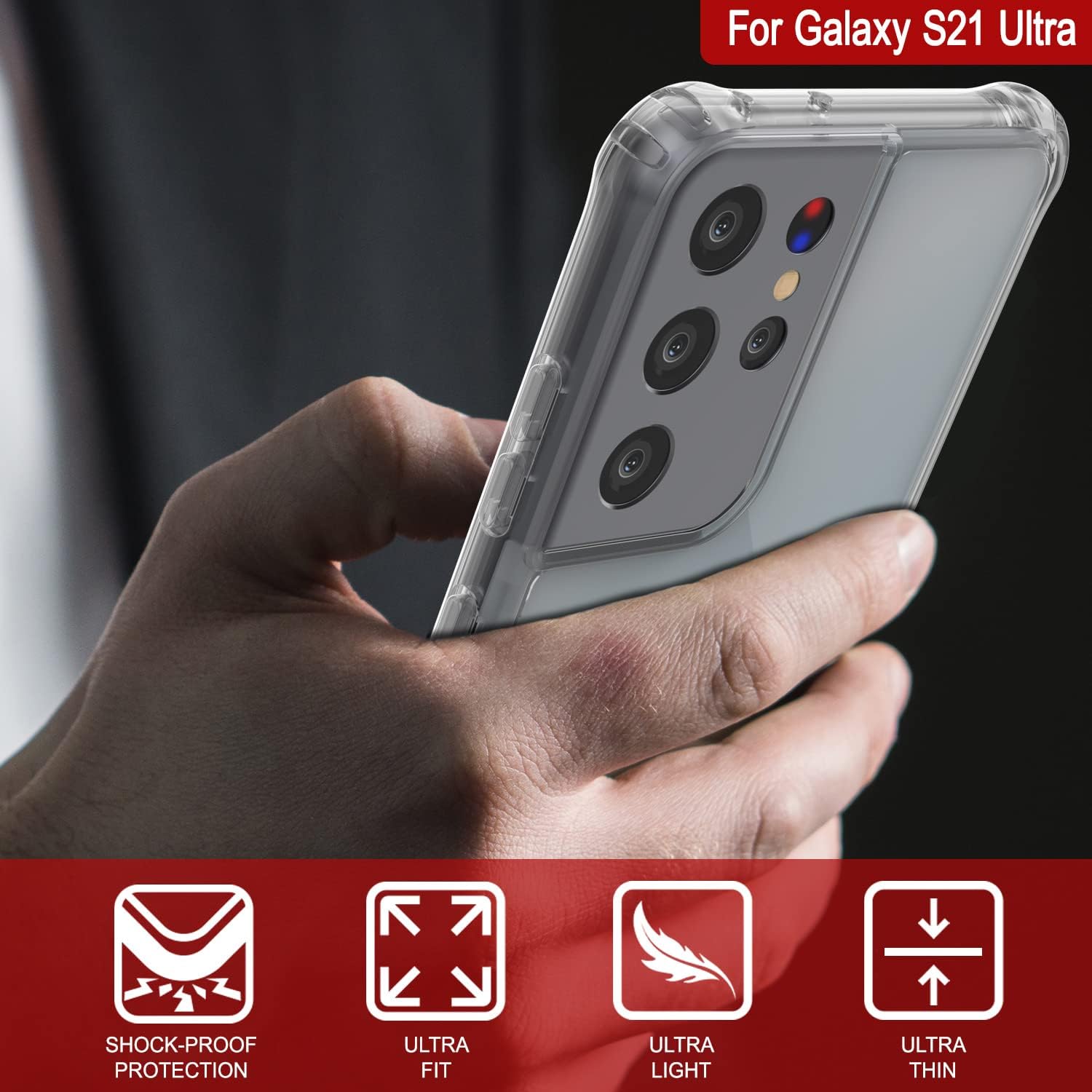 PunkCase Galaxy S21 Ultra Case [Air Hybrid II Series] Clear Protective Hard Shell