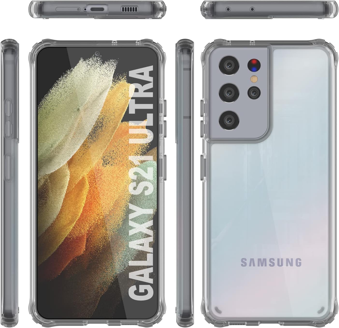 PunkCase Galaxy S21 Ultra Case [Air Hybrid II Series] Clear Protective Hard Shell