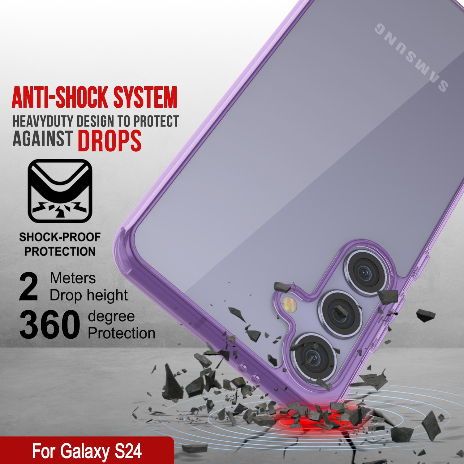 Galaxy S24 Magnetic Wireless Charging Case [Clear Acrylic Series] [Non-Slip] For Galaxy S24 [Purple]