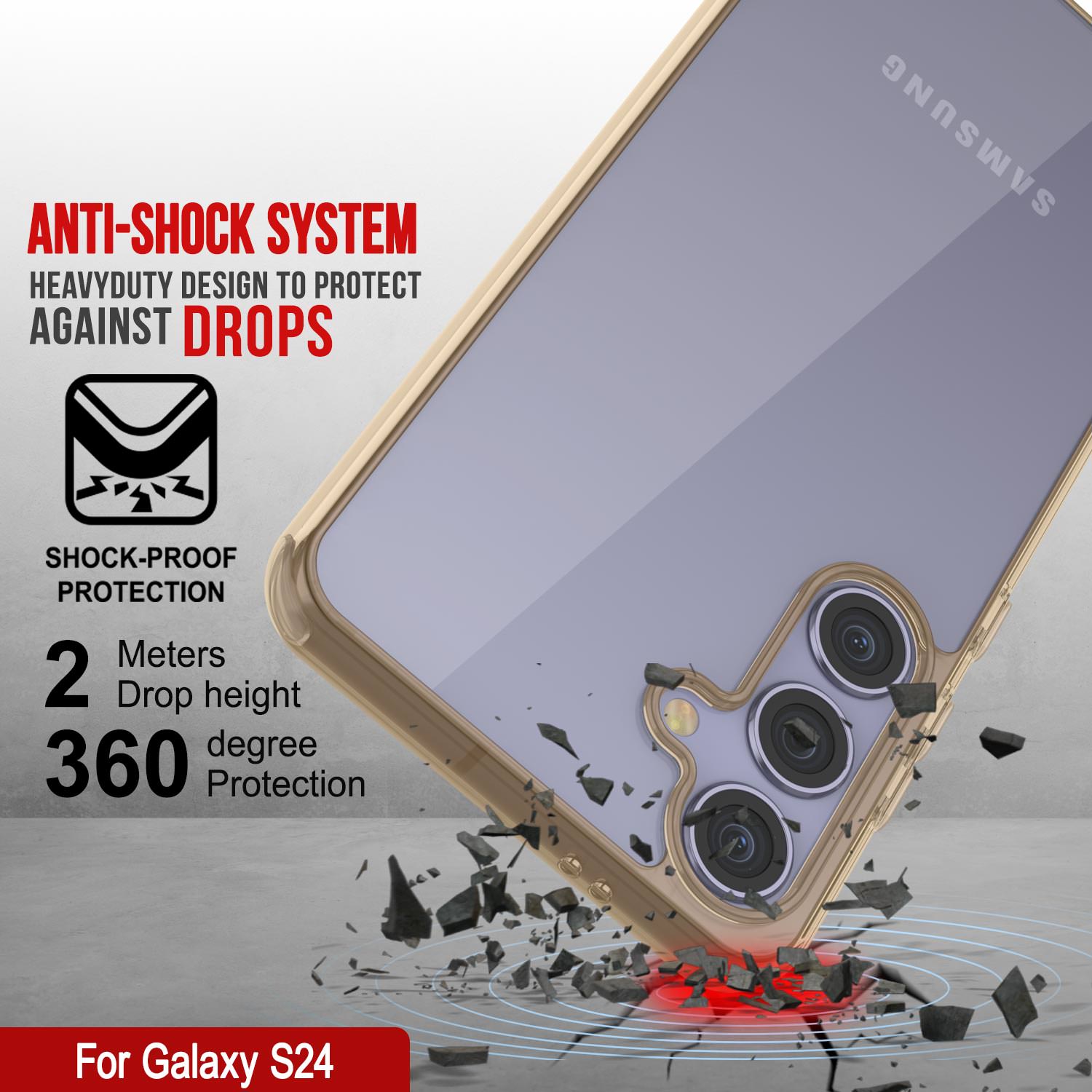 Galaxy S24 Case [Clear Acrylic Series] [Non-Slip] For Galaxy S24 [Orange]