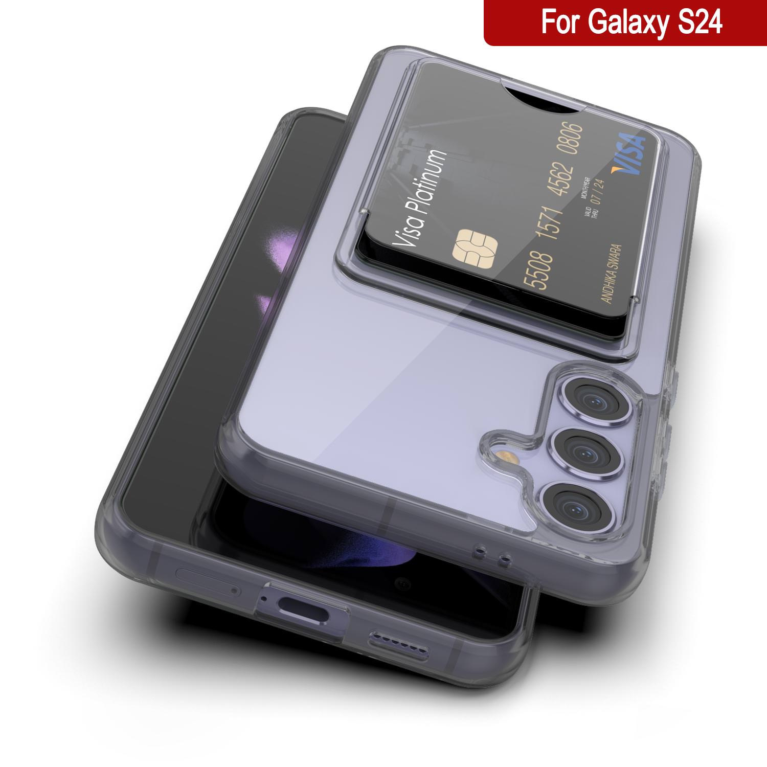 Galaxy S24 Card Holder Case [Crystal CardSlot Series] [Slim Fit] [Grey]