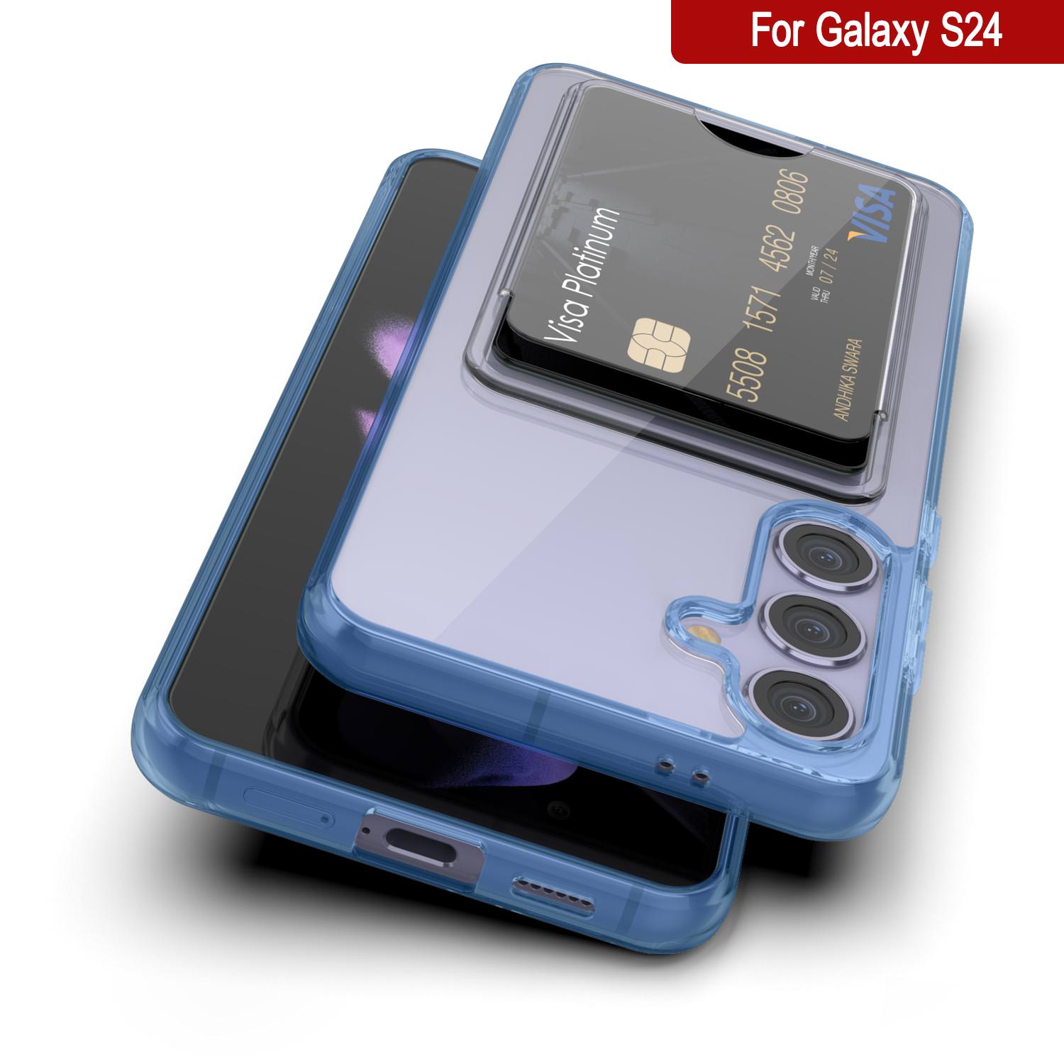 Galaxy S24 Card Holder Case [Crystal CardSlot Series] [Slim Fit] [Blue]
