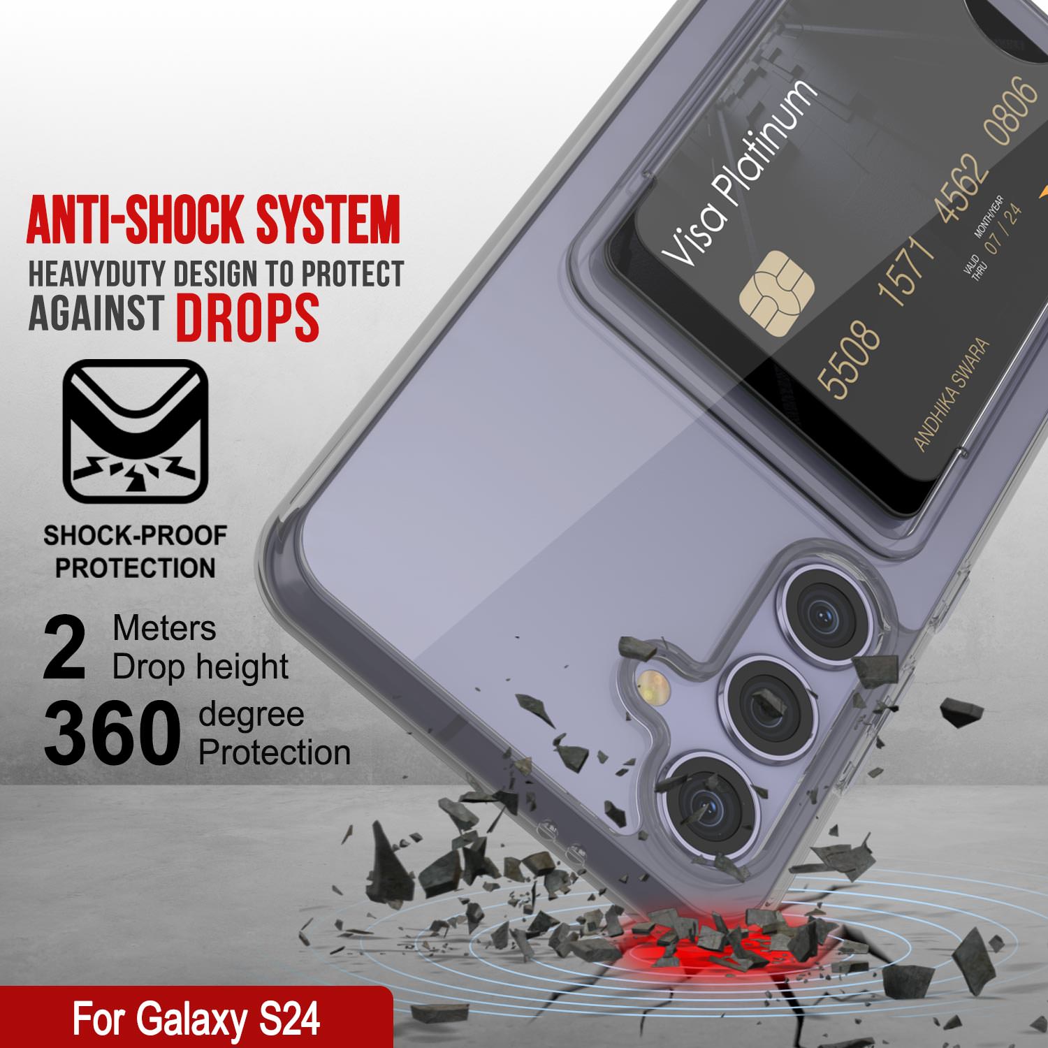 Galaxy S24 Card Holder Case [Crystal CardSlot Series] [Slim Fit] [Grey]