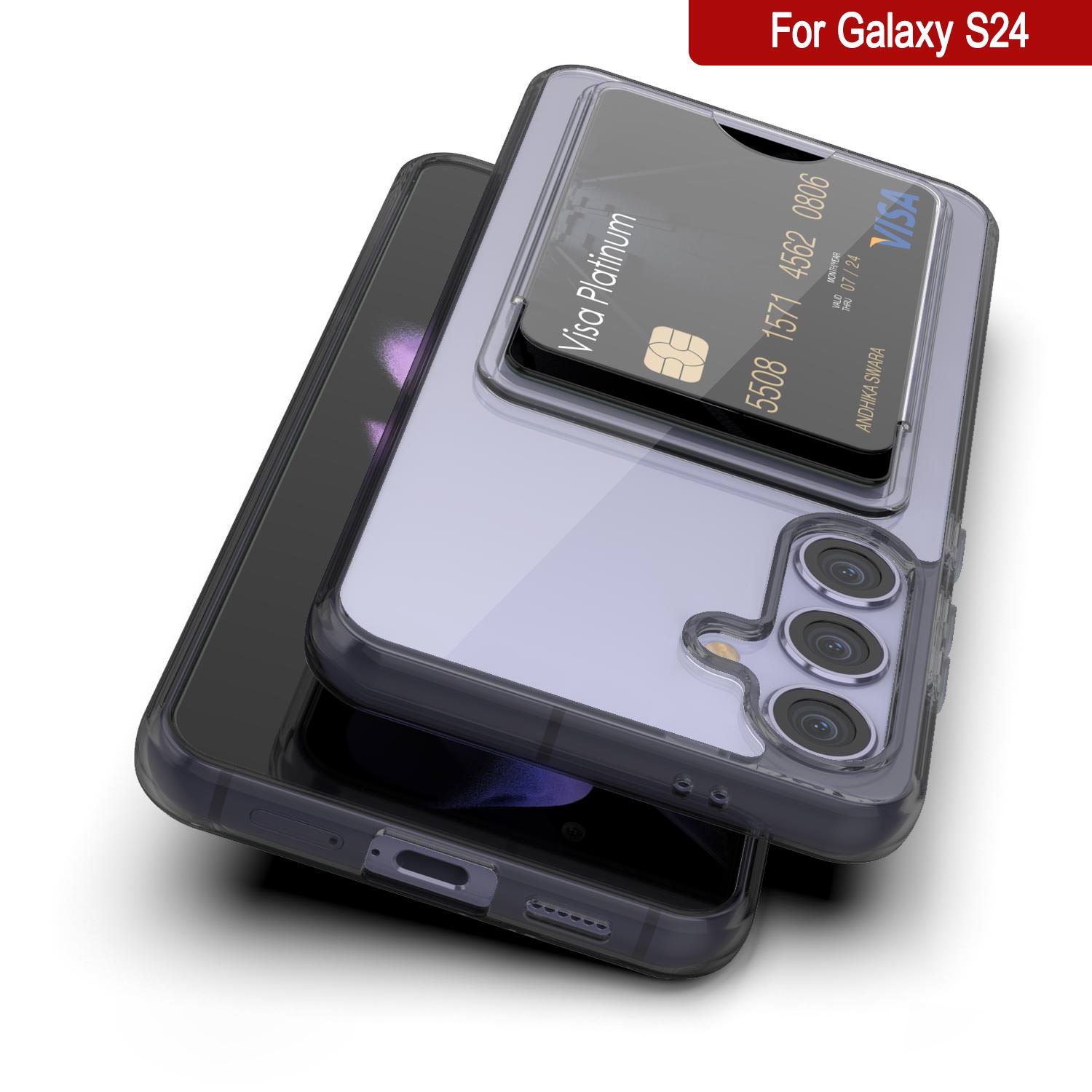 Galaxy S24 Card Holder Case [Crystal CardSlot Series] [Slim Fit] [Black]