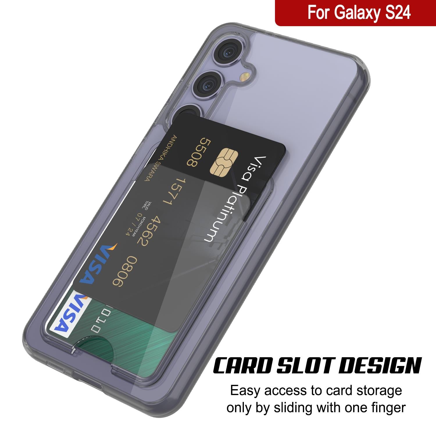 Galaxy S24 Card Holder Case [Crystal CardSlot Series] [Slim Fit] [Grey]