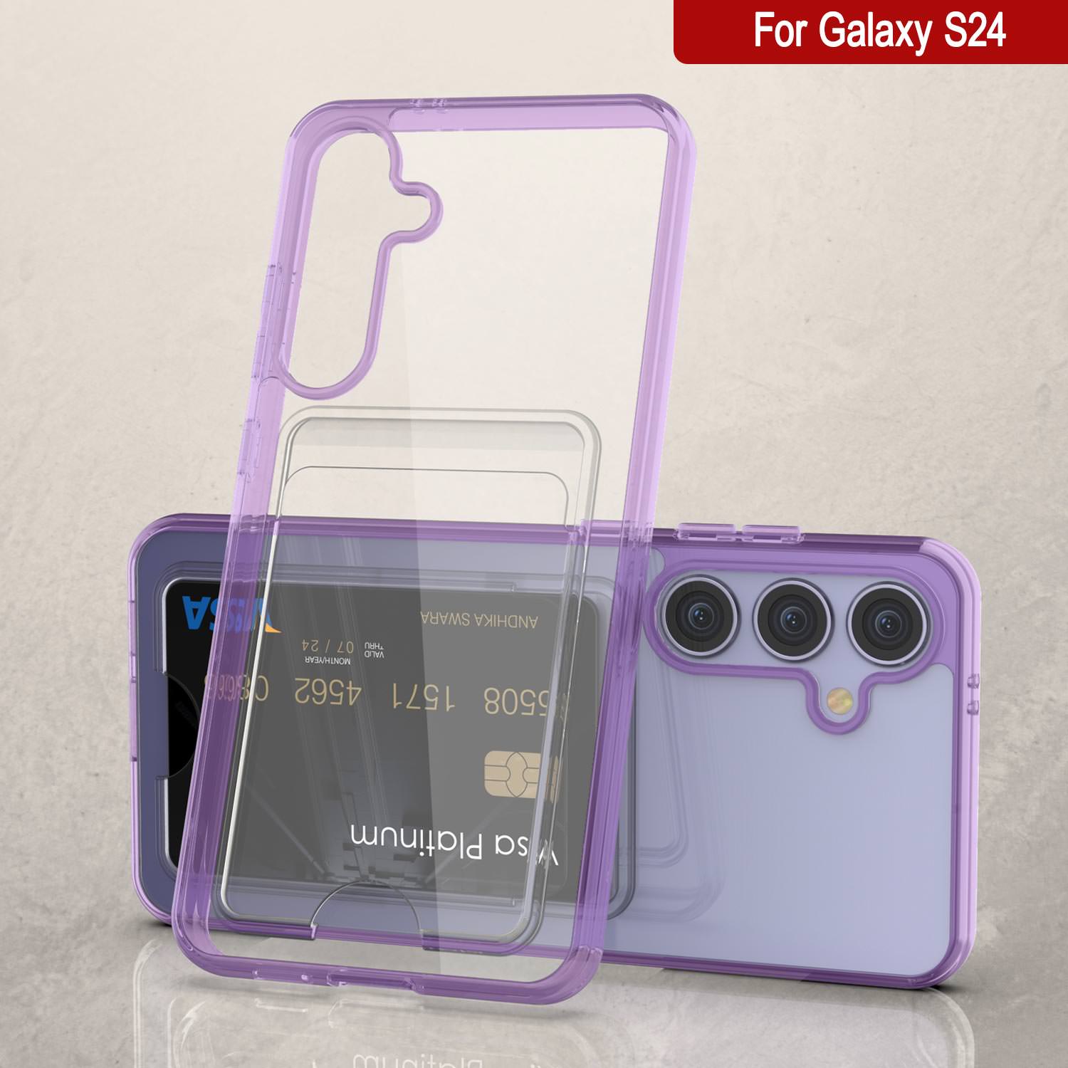 Galaxy S24 Card Holder Case [Crystal CardSlot Series] [Slim Fit] [Purple]