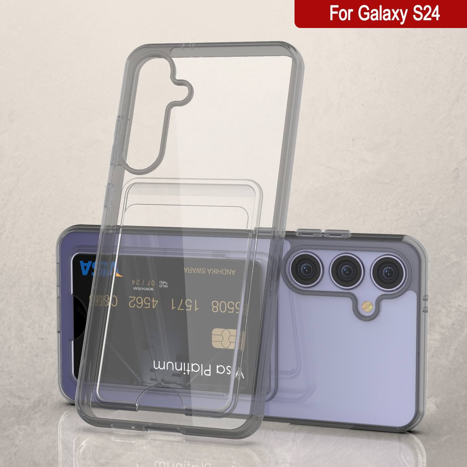 Galaxy S24 Card Holder Case [Crystal CardSlot Series] [Slim Fit] [Grey]