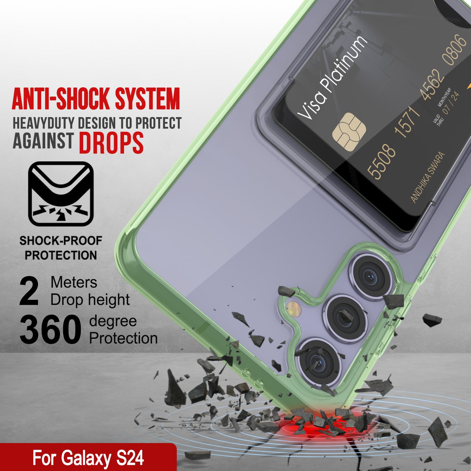 Galaxy S24 Card Holder Case [Crystal CardSlot Series] [Slim Fit] [Green]