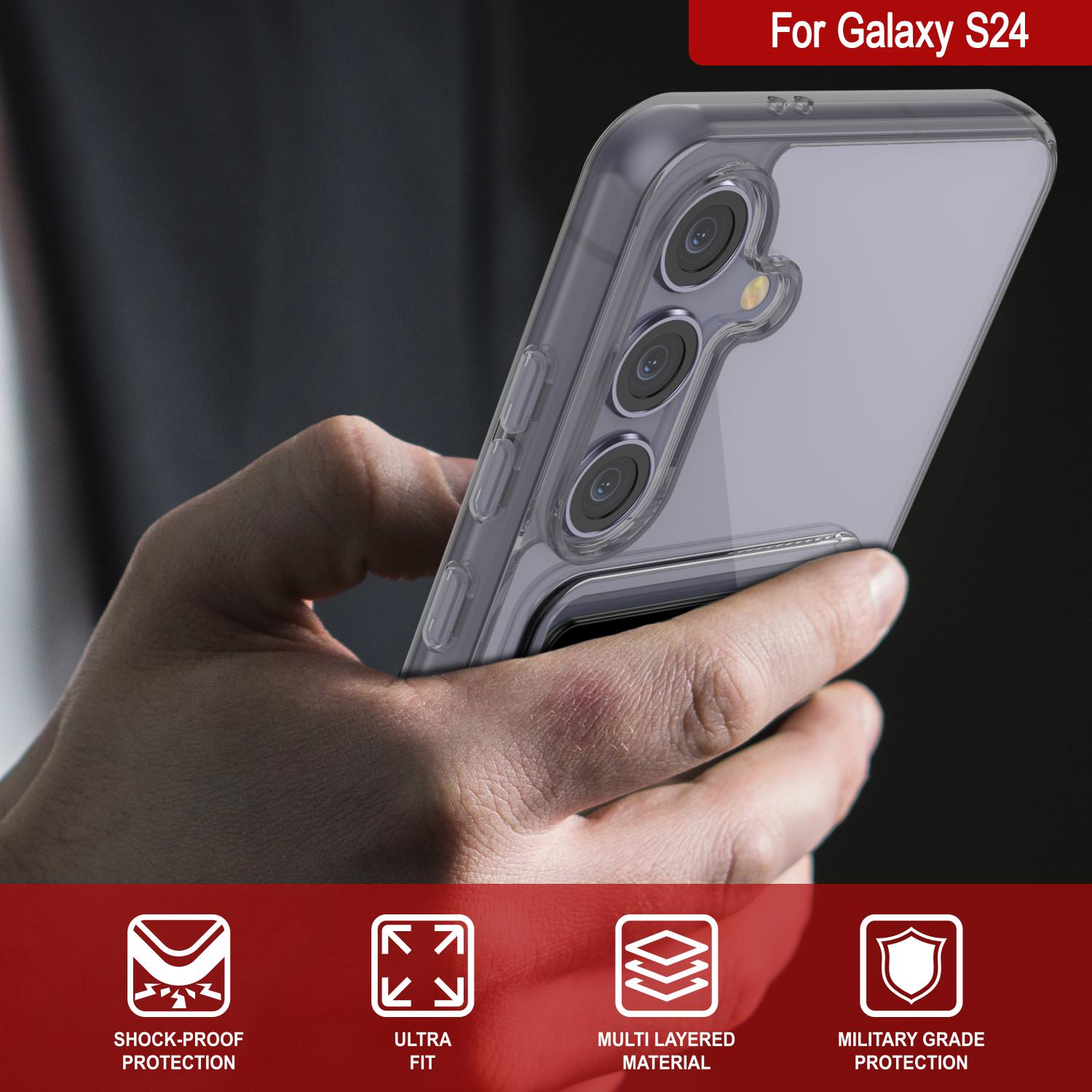 Galaxy S24 Card Holder Case [Crystal CardSlot Series] [Slim Fit] [Grey]