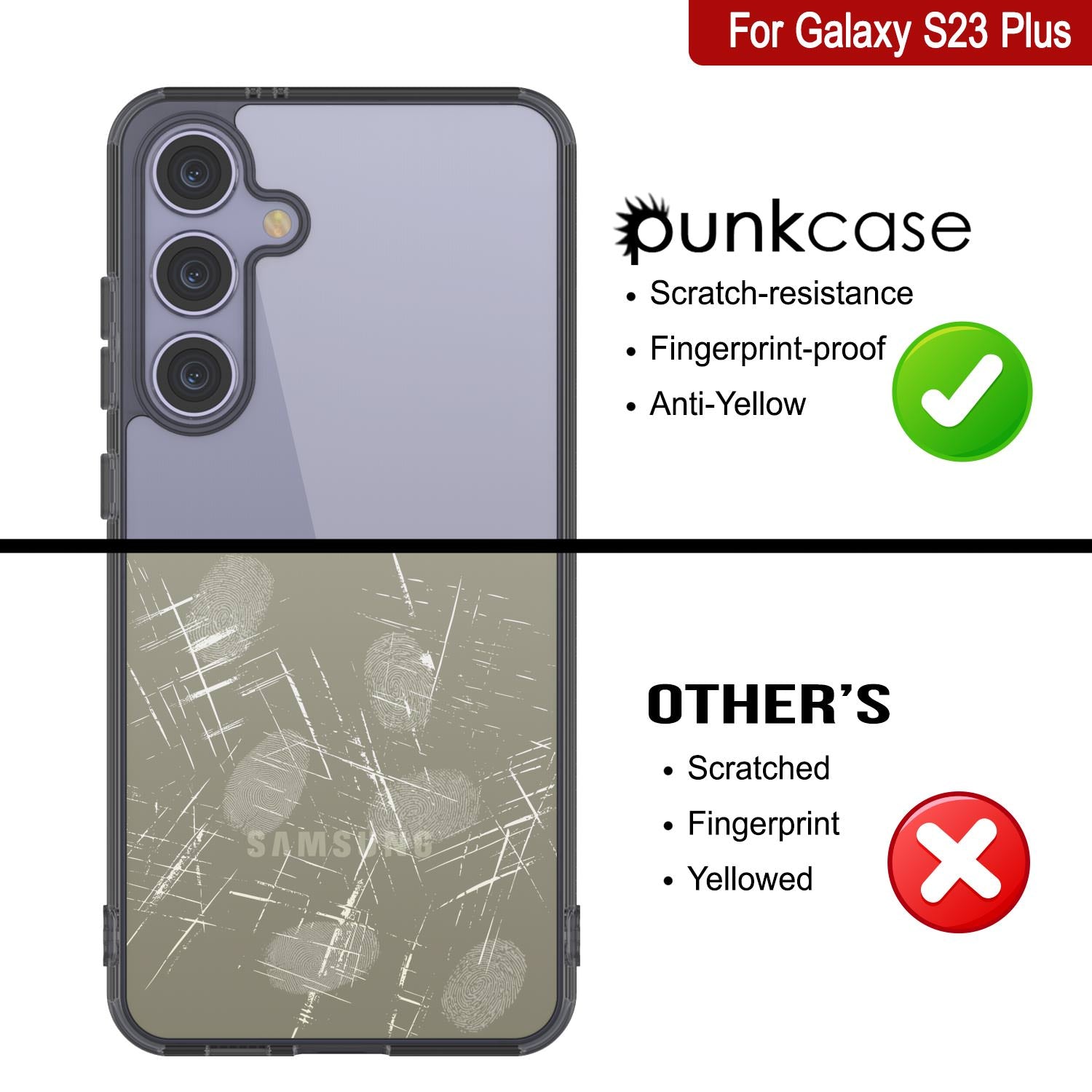 Galaxy S24 Plus Magnetic Wireless Charging Case [Clear Acrylic Series] [Non-Slip] For Galaxy S24 Plus [Gold]