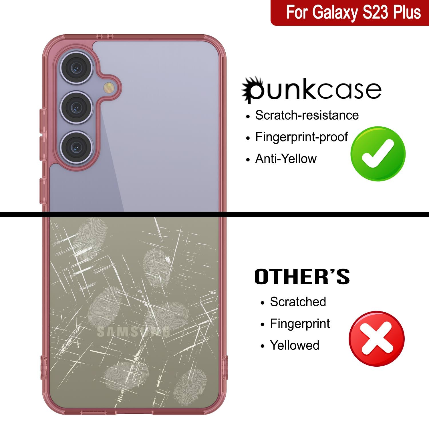 Galaxy S24 Plus Case [Clear Acrylic Series] [Non-Slip] For Galaxy S24 Plus [Red]