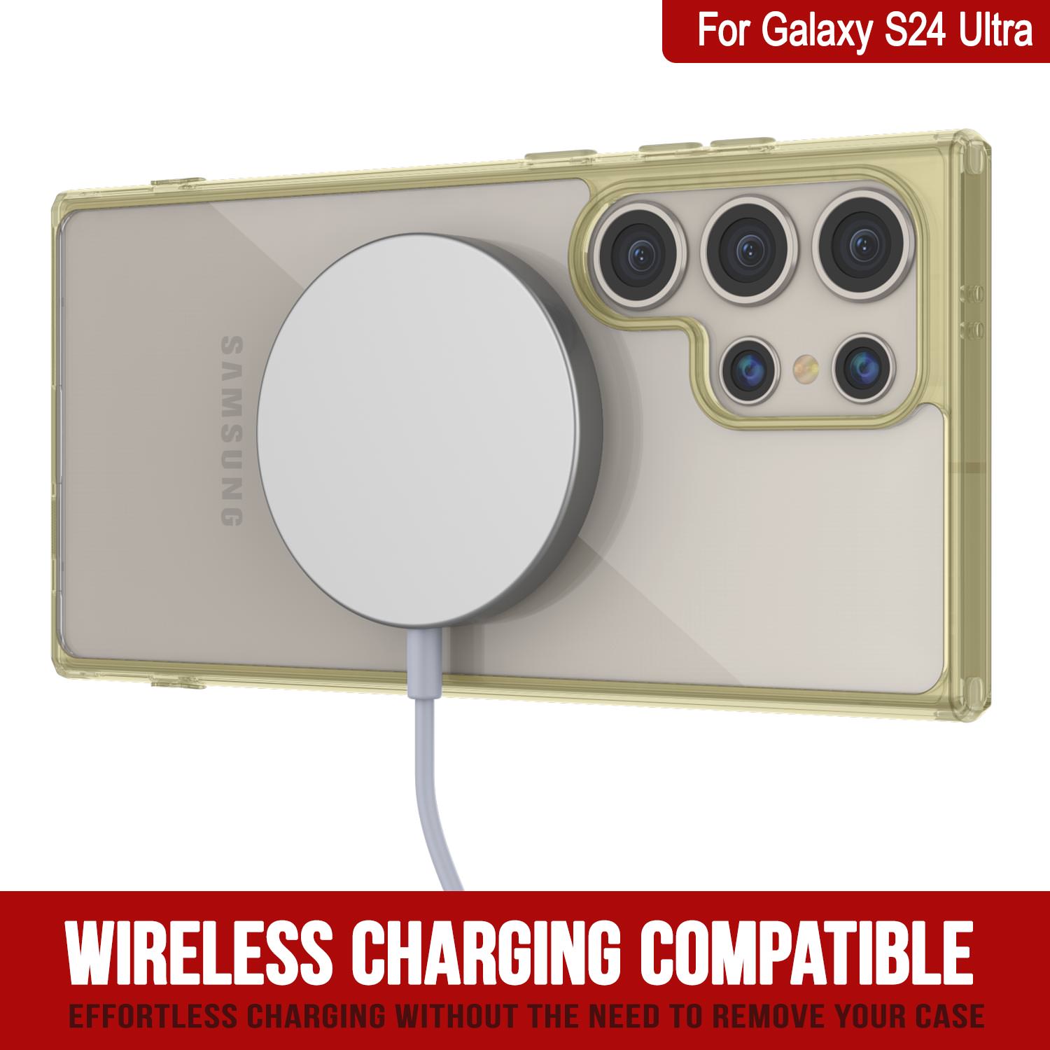 Galaxy S24 Ultra Magnetic Wireless Charging Case [Clear Acrylic Series] [Non-Slip] For Galaxy S24 Ultra [Rose]