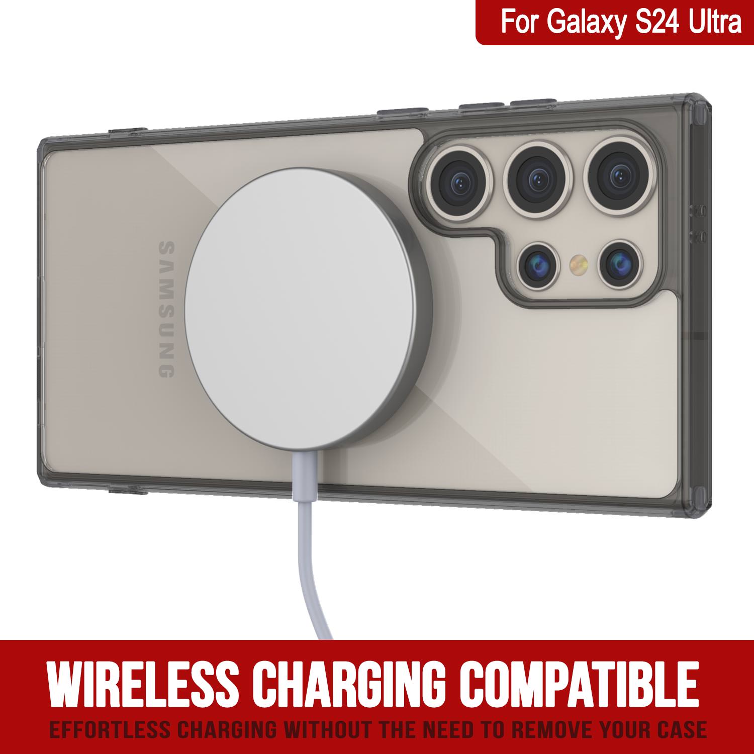 Galaxy S24 Ultra Magnetic Wireless Charging Case [Clear Acrylic Series] [Non-Slip] For Galaxy S24 Ultra [Gold]