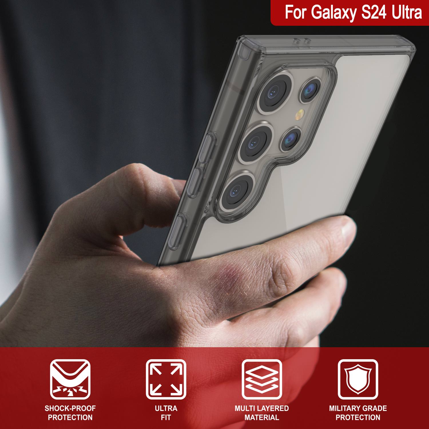 Galaxy S24 Ultra Magnetic Wireless Charging Case [Clear Acrylic Series] [Non-Slip] For Galaxy S24 Ultra [Gold]