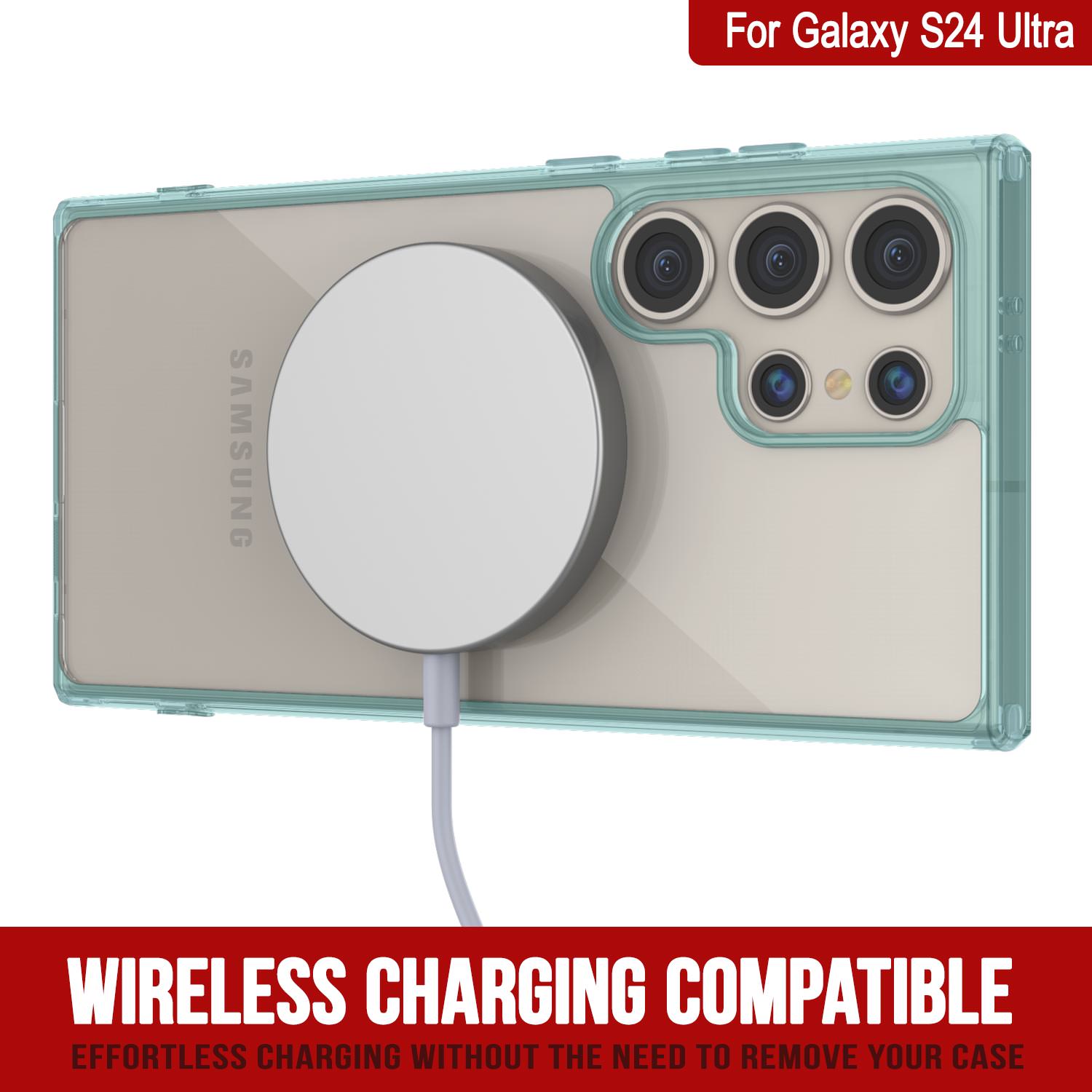 Galaxy S24 Ultra Magnetic Wireless Charging Case [Clear Acrylic Series] [Non-Slip] For Galaxy S24 Ultra [Red]