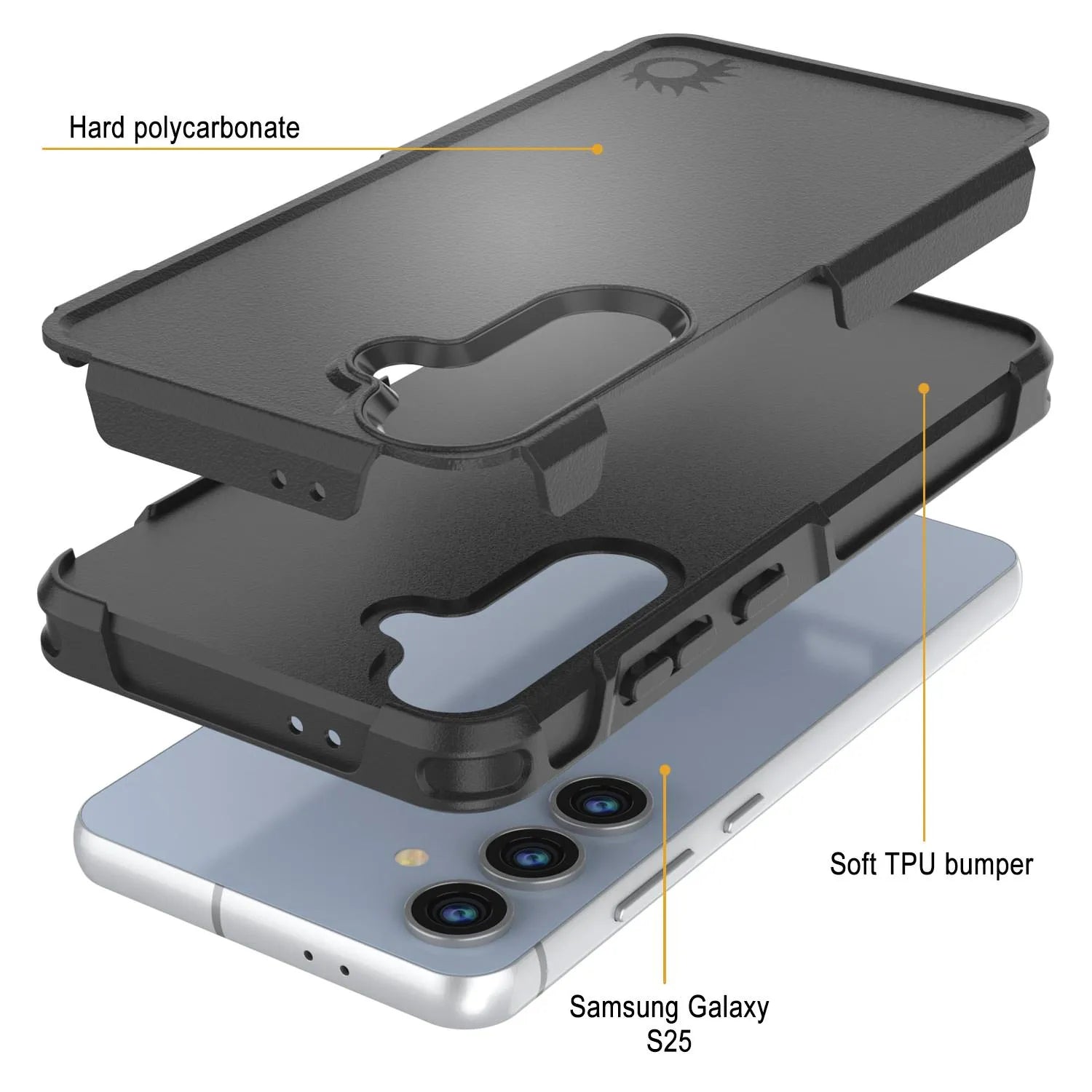 PunkCase Galaxy S25 Case, [Spartan 2.0 Series] Clear Rugged Heavy Duty Cover [Black]