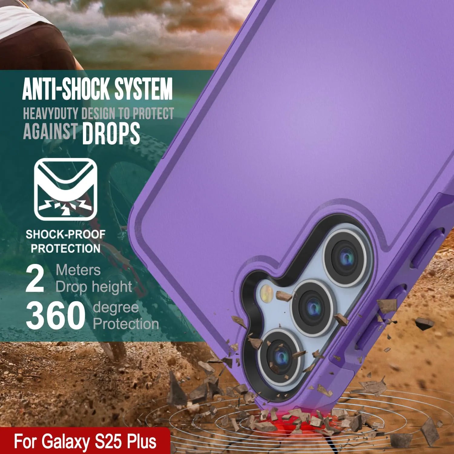 PunkCase Galaxy S25+ Plus Case, [Spartan 2.0 Series] Clear Rugged Heavy Duty Cover [Purple]