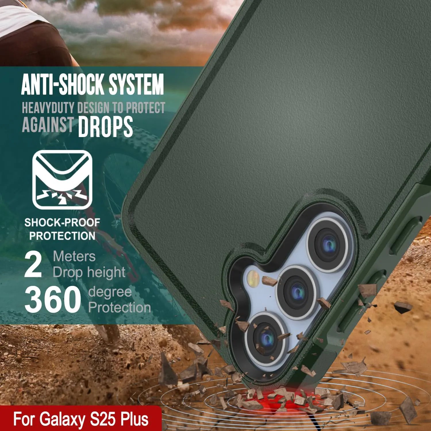 PunkCase Galaxy S25+ Plus Case, [Spartan 2.0 Series] Clear Rugged Heavy Duty Cover [Dark Green]