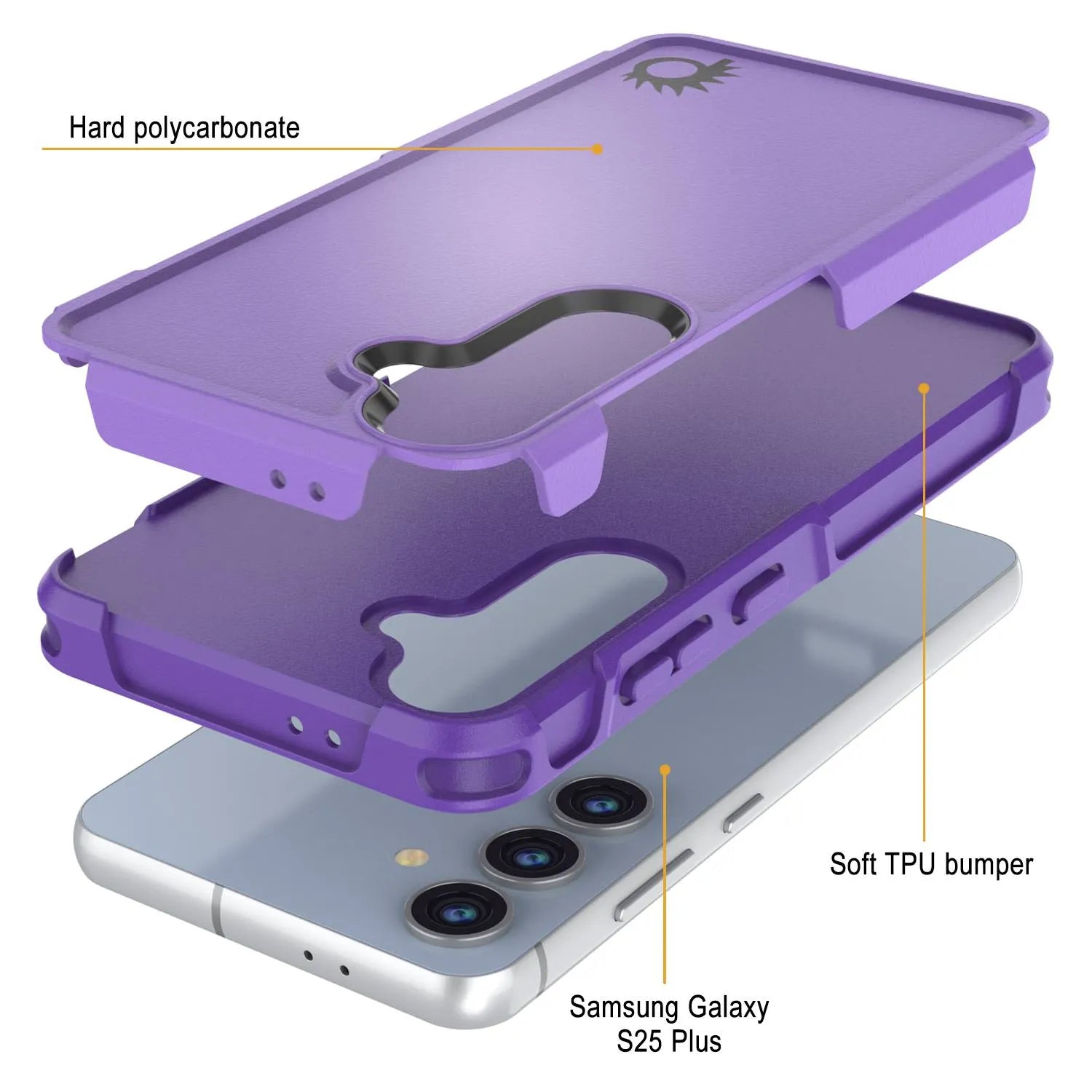 PunkCase Galaxy S25+ Plus Case, [Spartan 2.0 Series] Clear Rugged Heavy Duty Cover [Purple]