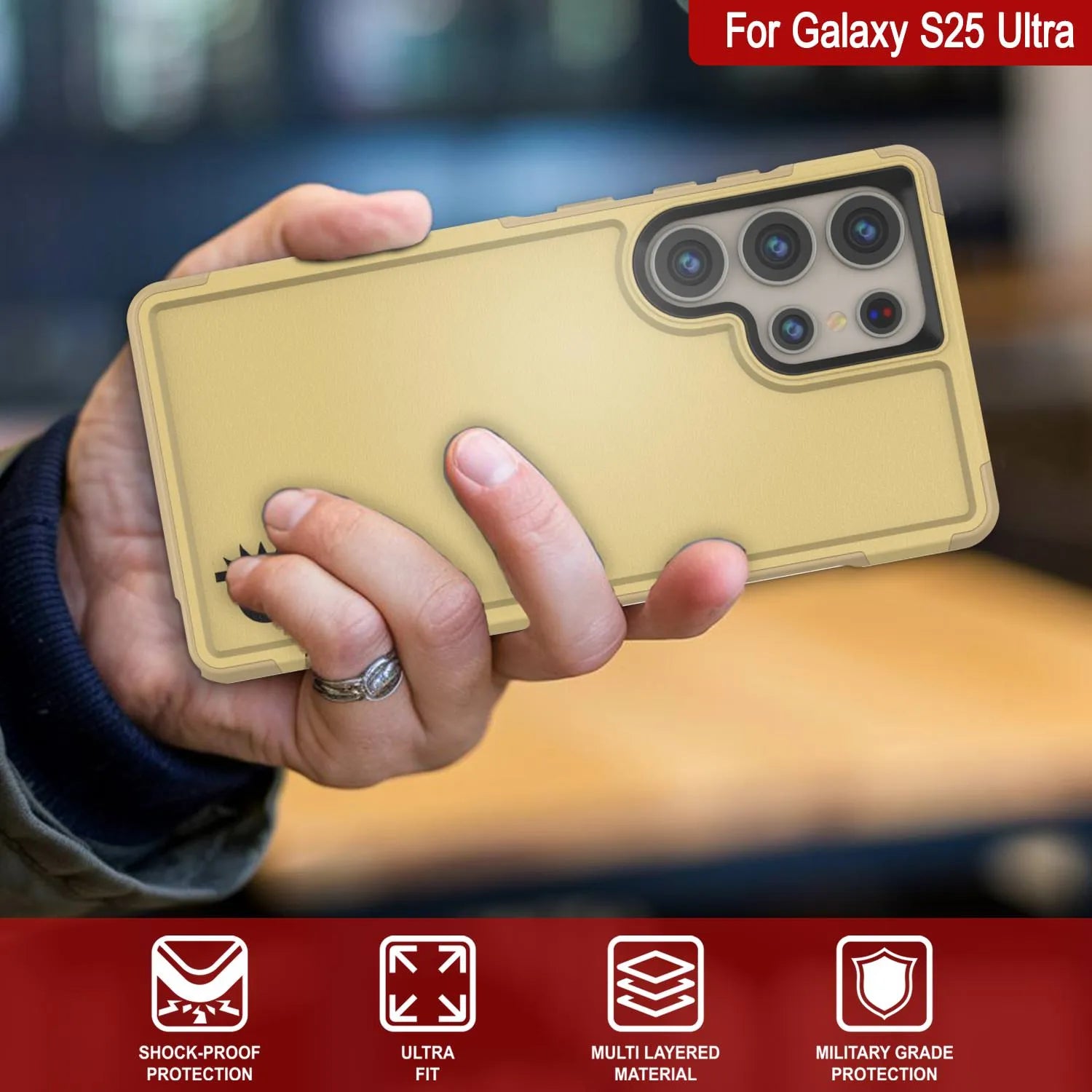 PunkCase Galaxy S25 Ultra Case, [Spartan 2.0 Series] Clear Rugged Heavy Duty Cover [Yellow]