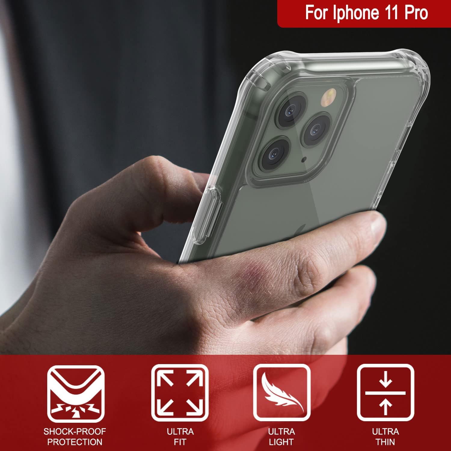 PunkCase iPhone 11 Pro Case [Air Hybrid II Series] Clear Protective Hard Shell