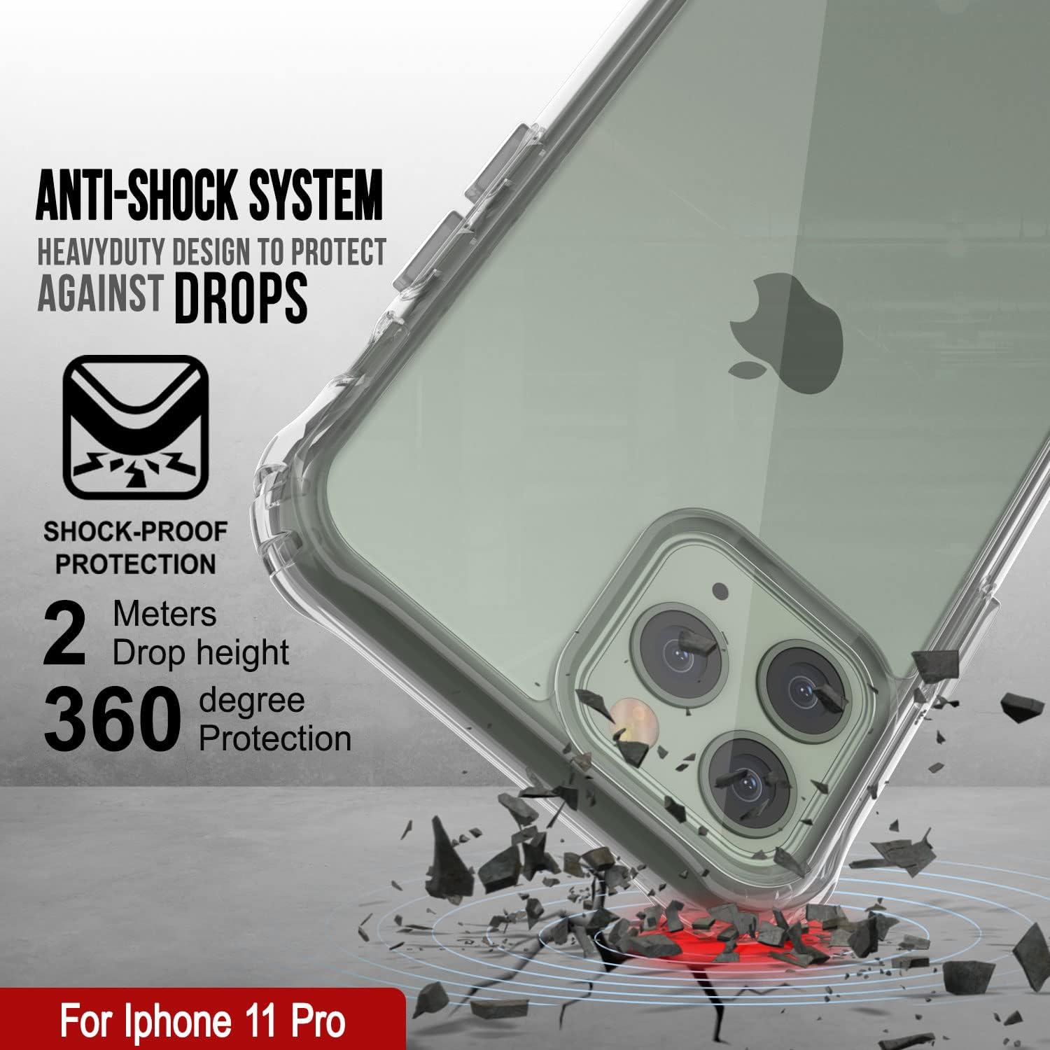 PunkCase iPhone 11 Pro Case [Air Hybrid II Series] Clear Protective Hard Shell