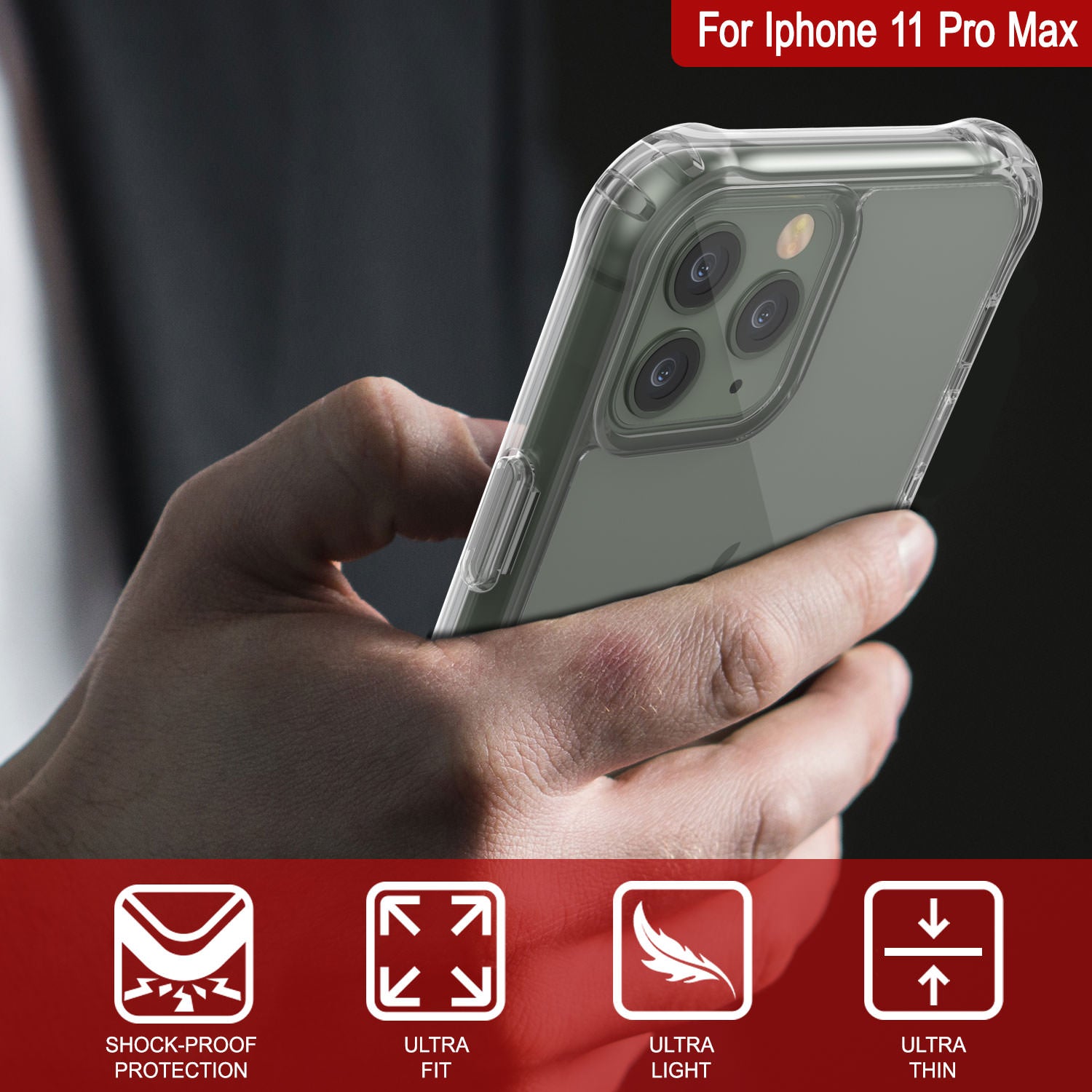 PunkCase iPhone 11 Pro Max Case [Air Hybrid II Series] Clear Protective Hard Shell