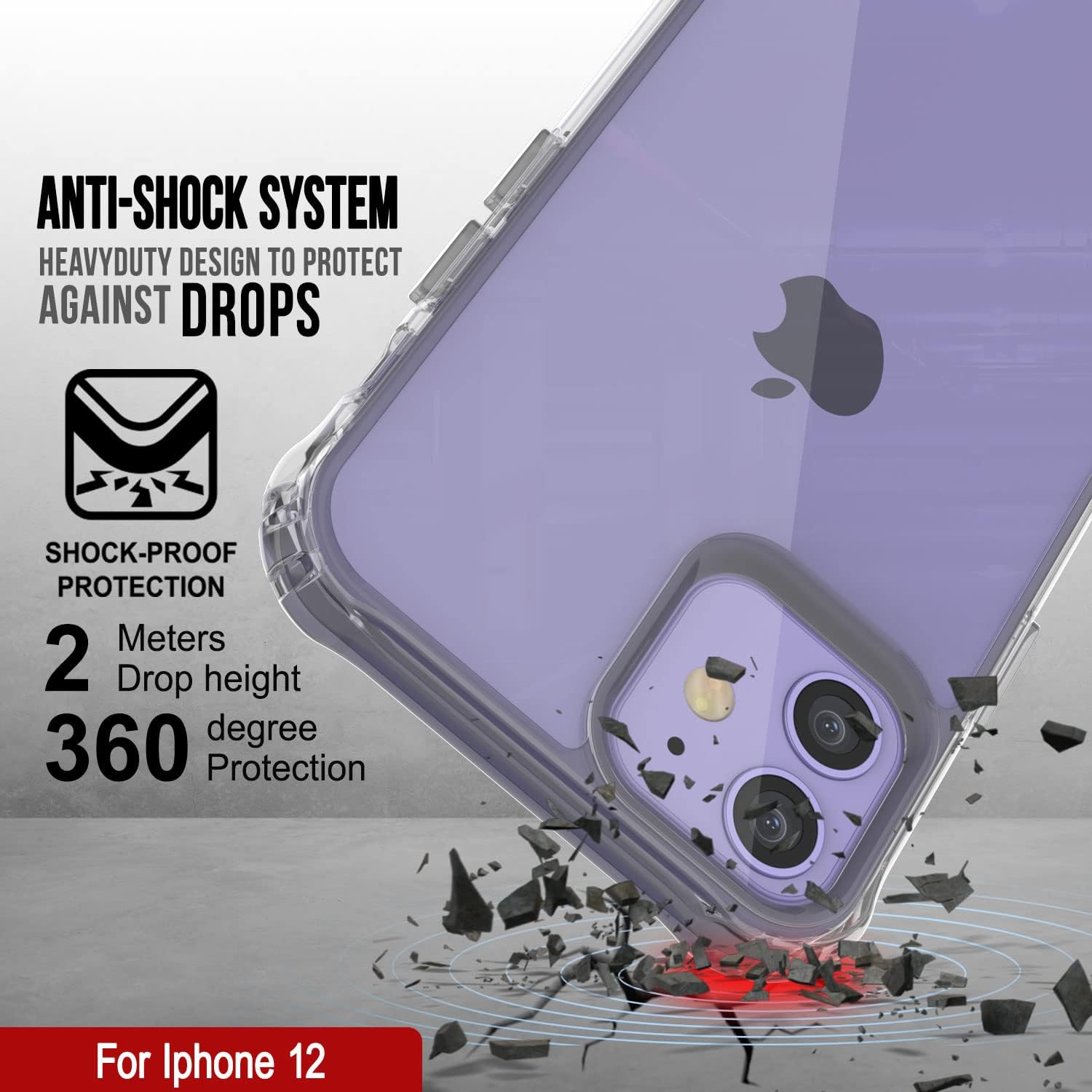 PunkCase iPhone 12 Case [Air Hybrid II Series] Clear Protective Hard Shell