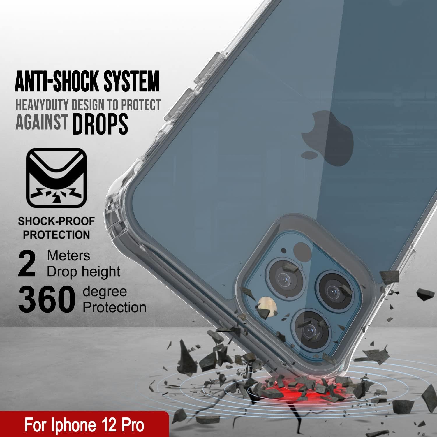 PunkCase iPhone 12 Pro Case [Air Hybrid II Series] Clear Protective Hard Shell