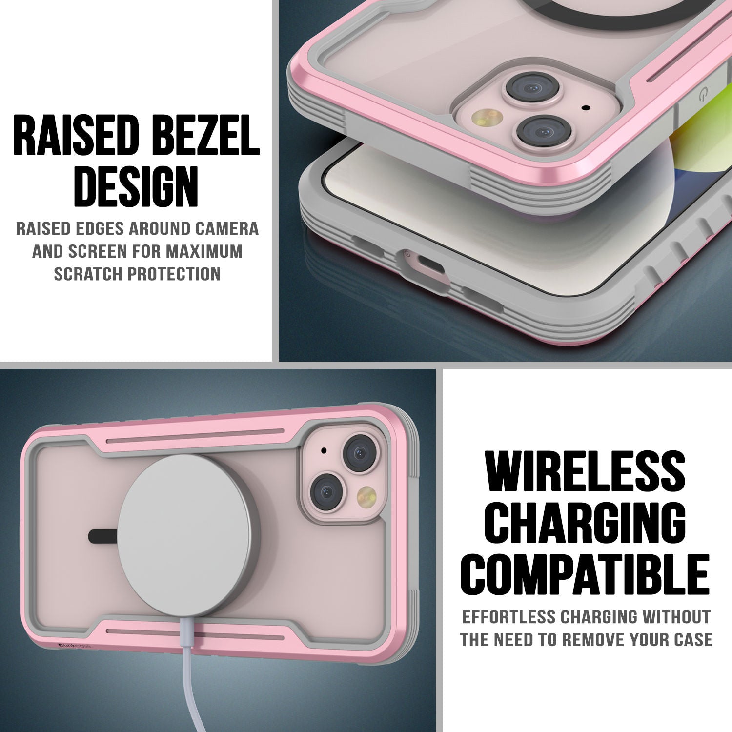 Punkcase iPhone 15 Armor Stealth MAG Defense Case Protective Military Grade Multilayer Cover [Rose-Gold]