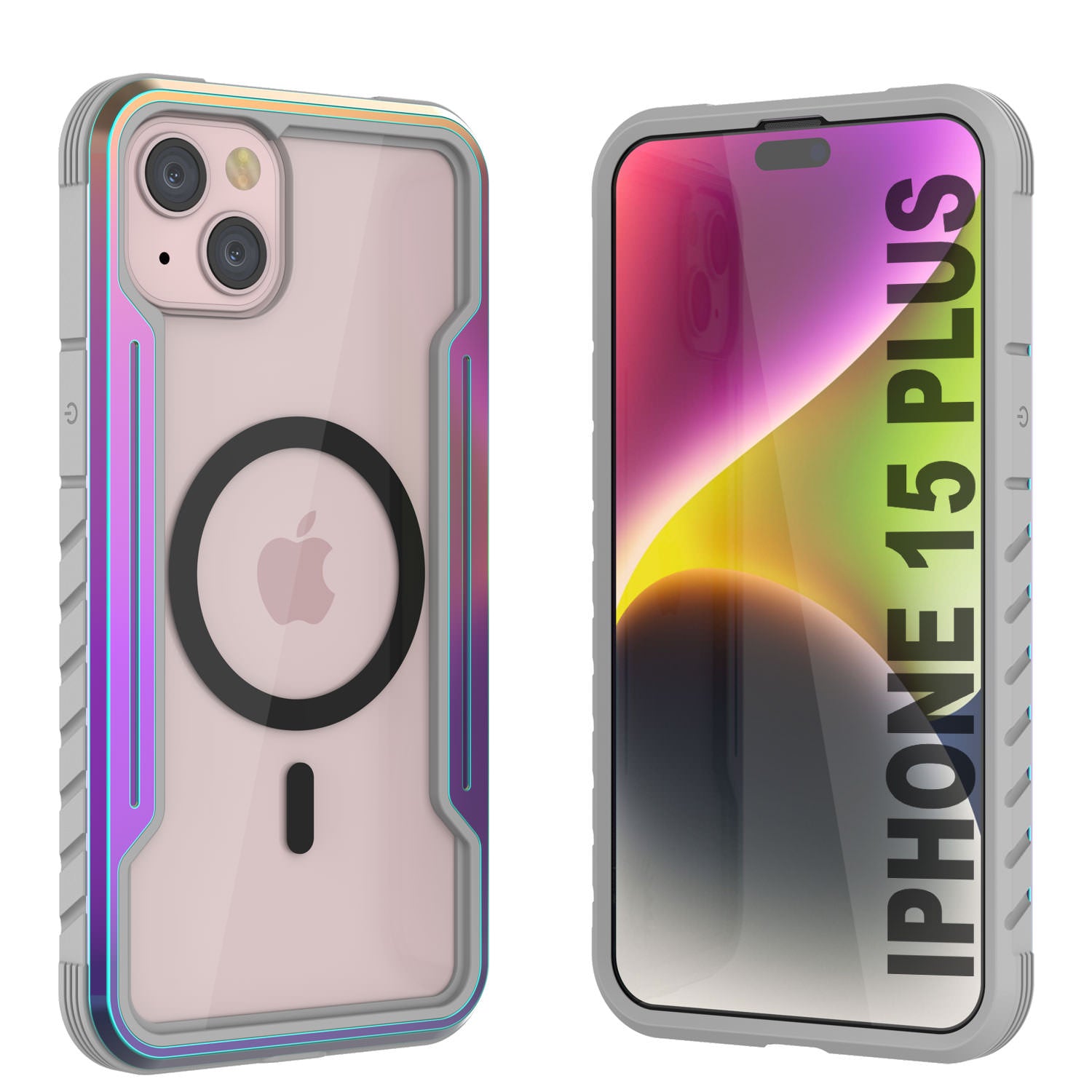 Punkcase iPhone 15 Plus Armor Stealth MAG Defense Case Protective Military Grade Multilayer Cover [Rainbow]