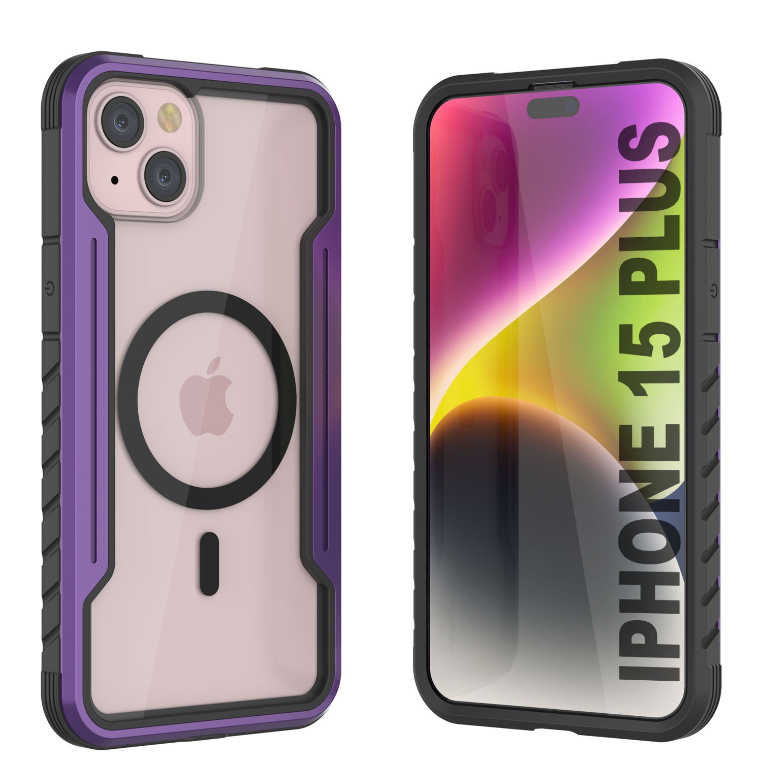 Punkcase iPhone 15 Plus Armor Stealth MAG Defense Case Protective Military Grade Multilayer Cover [Purple]