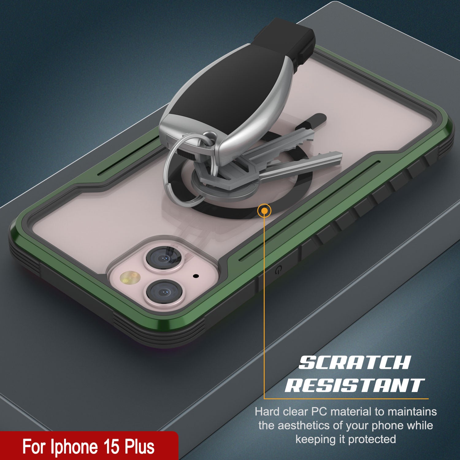 Punkcase iPhone 15 Plus Armor Stealth MAG Defense Case Protective Military Grade Multilayer Cover [Dark Green]