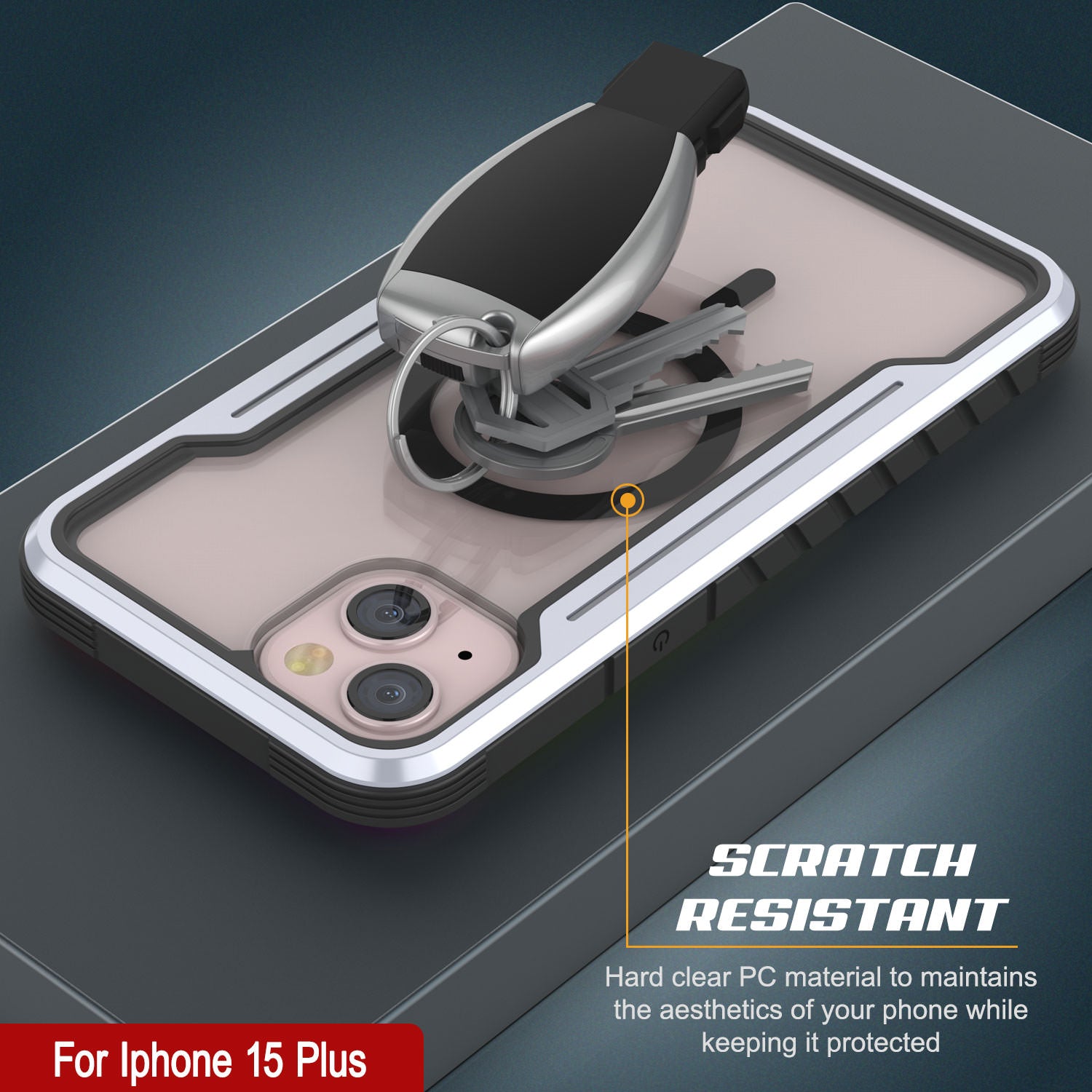 Punkcase iPhone 15 Plus Armor Stealth MAG Defense Case Protective Military Grade Multilayer Cover [White]