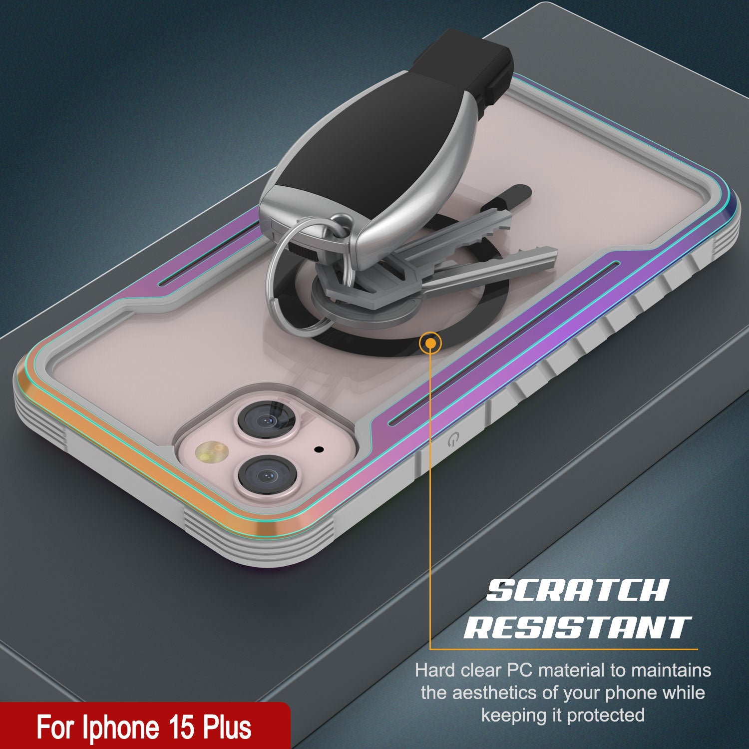 Punkcase iPhone 15 Plus Armor Stealth MAG Defense Case Protective Military Grade Multilayer Cover [Rainbow]