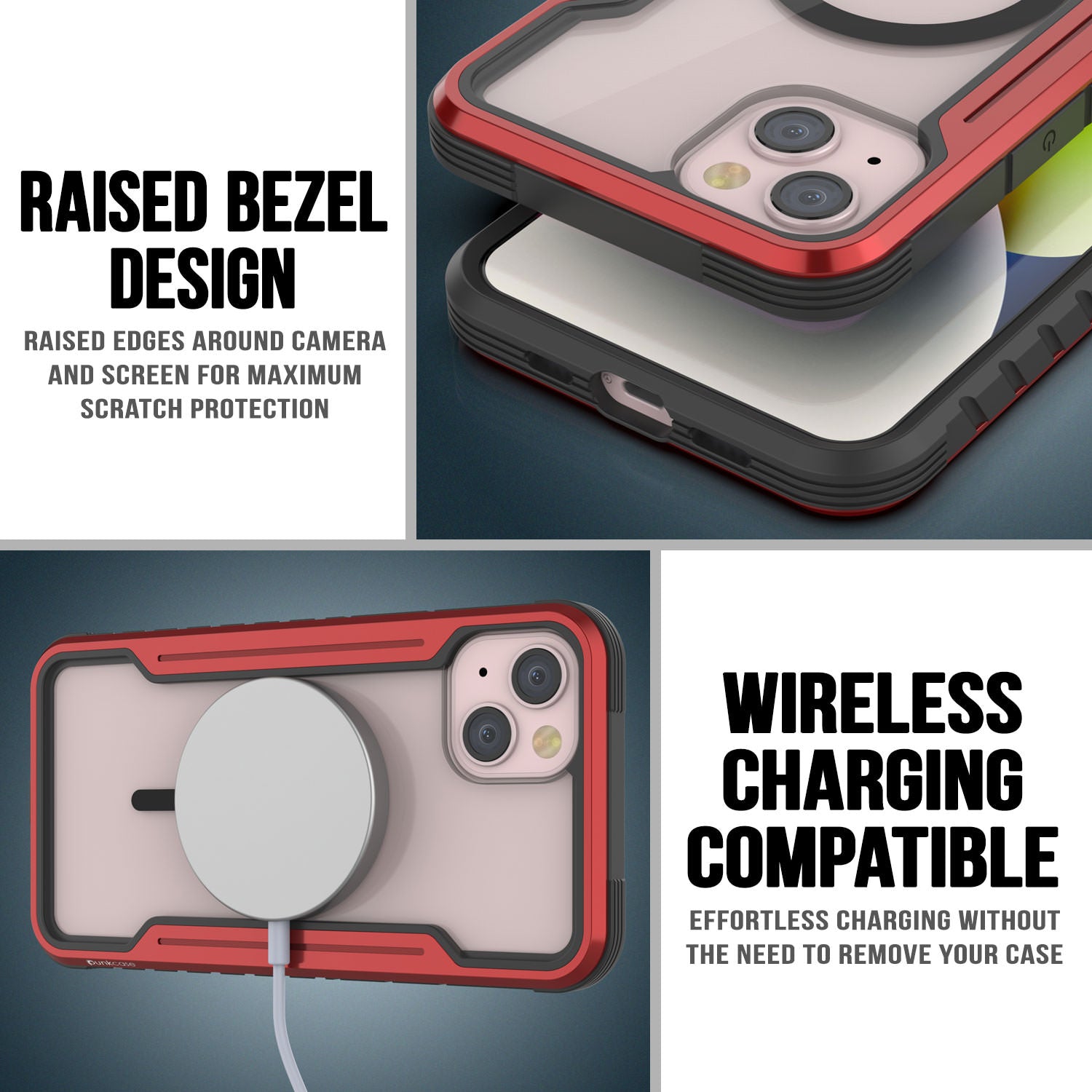 Punkcase iPhone 15 Plus Armor Stealth MAG Defense Case Protective Military Grade Multilayer Cover [Red]