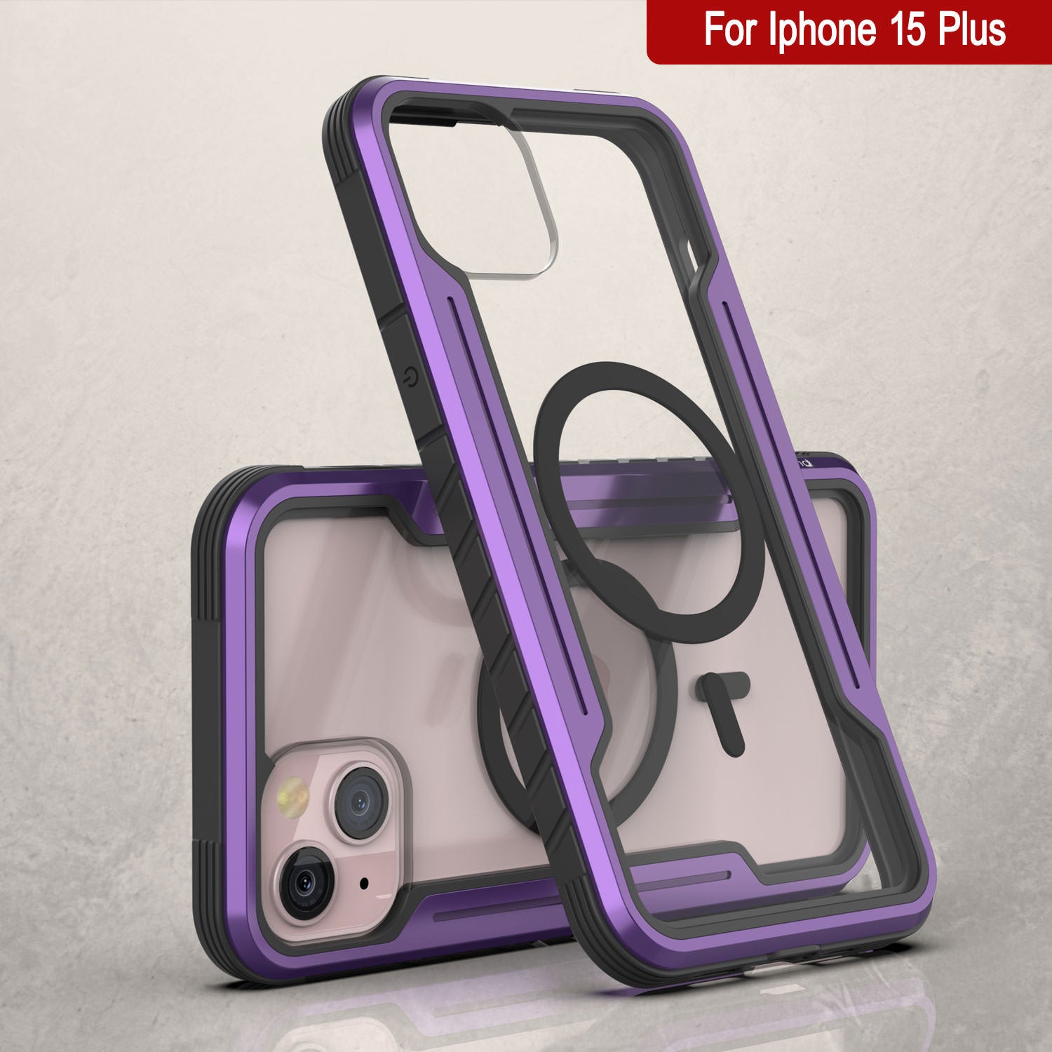 Punkcase iPhone 15 Plus Armor Stealth MAG Defense Case Protective Military Grade Multilayer Cover [Purple]