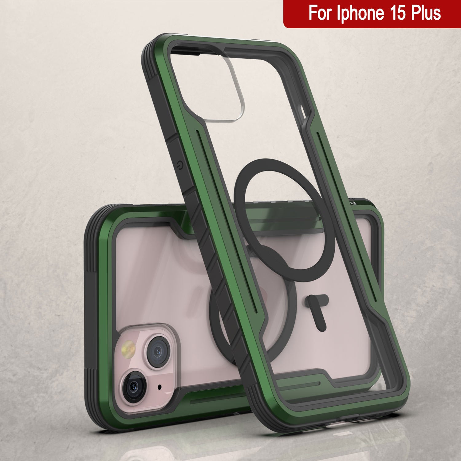 Punkcase iPhone 15 Plus Armor Stealth MAG Defense Case Protective Military Grade Multilayer Cover [Dark Green]
